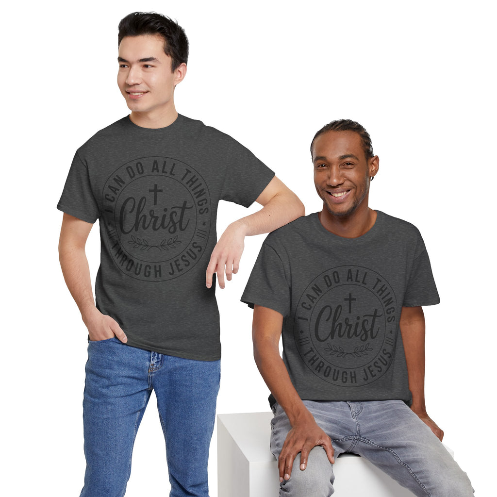 Christian Cross T‑Shirt — "I Can Do All Things Through Christ" Unisex Cotton tee