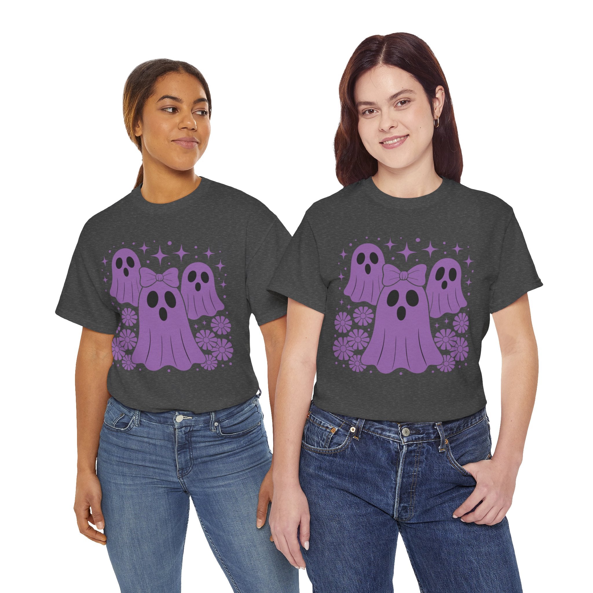 Purple Ghost Halloween Unisex Cotton Tee