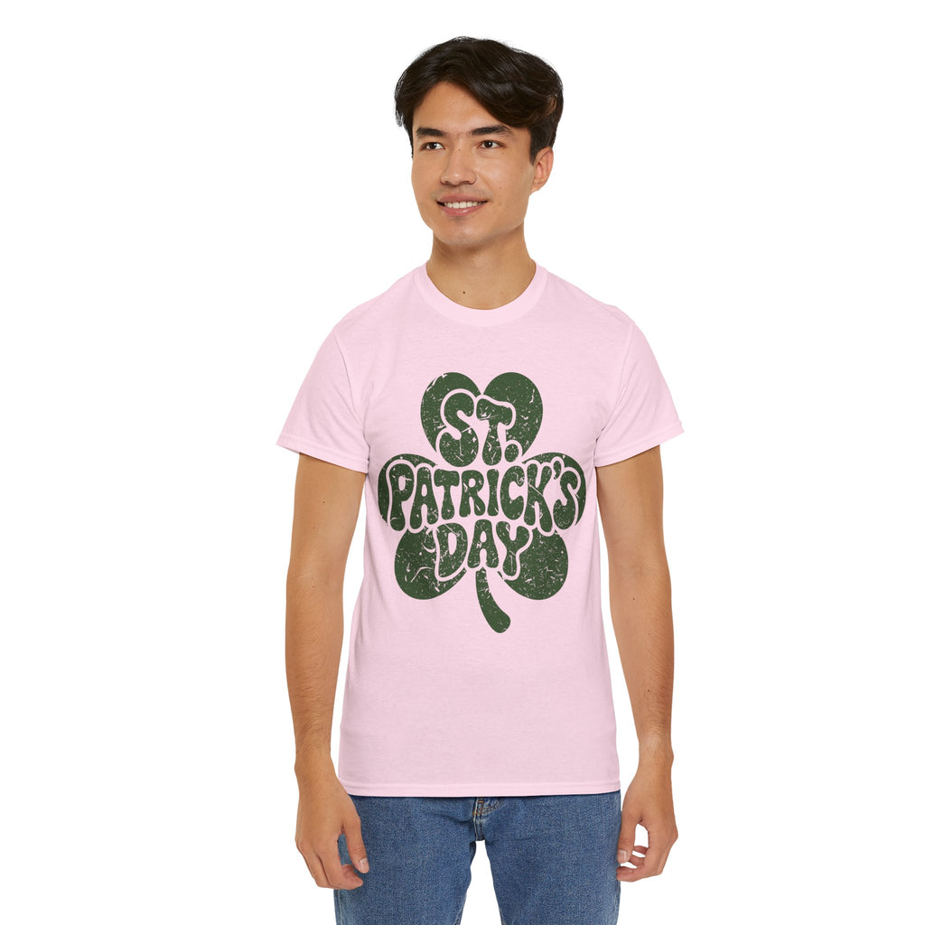 St. Patrick's Day Shamrock Tee — Retro Bubble Lettering Unisex Cotton Tee