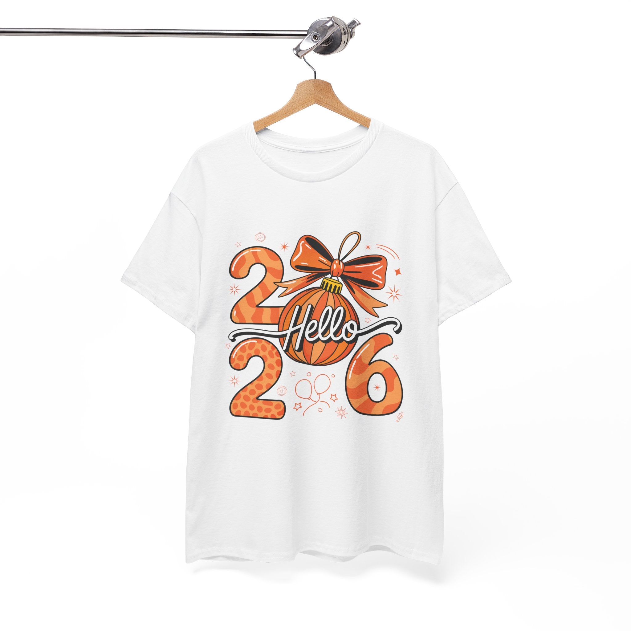 Hello 2026 Christmas Ornament Tee — Festive Orange Holiday Unisex Cotton T-Shirt
