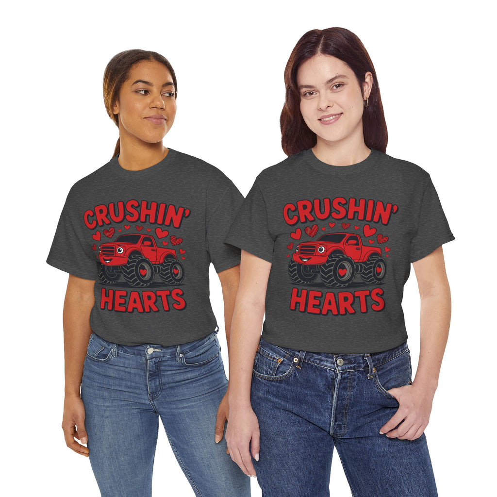 Crushin’ Hearts Valentine Monster Truck Unisex Cotton Tee