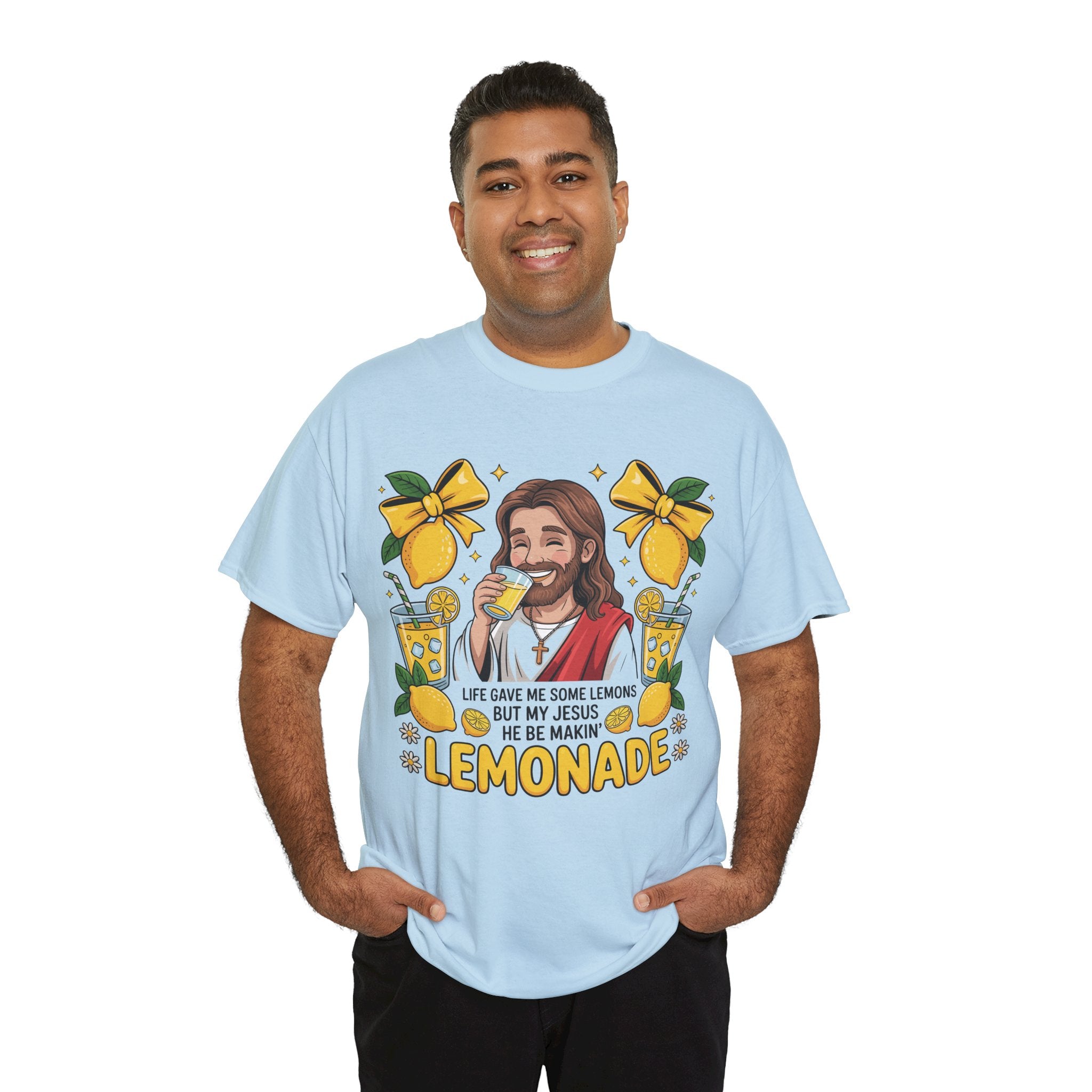 Jesus Drinking Lemonade T-Shirt — "Life Gave Me Some Lemons" Christian Unisex Cotton Tee