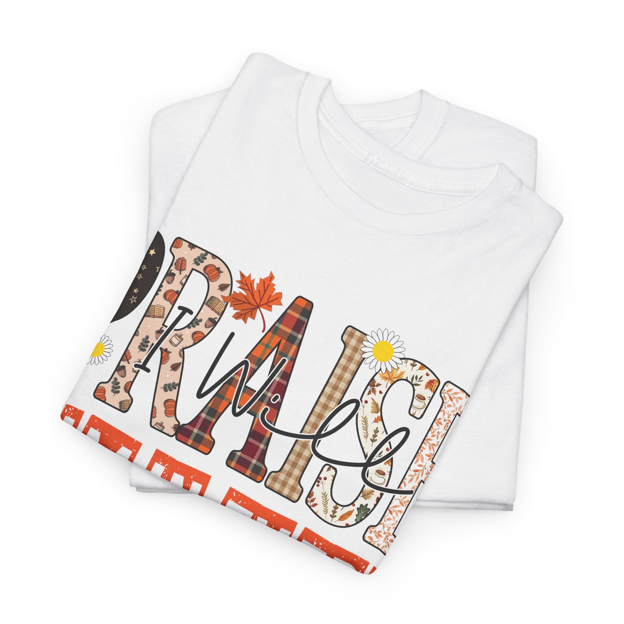 Praise Him In Every Tee — Fall Daisies & Leaf Floral Graphic Unisex Cotton T-Shirt