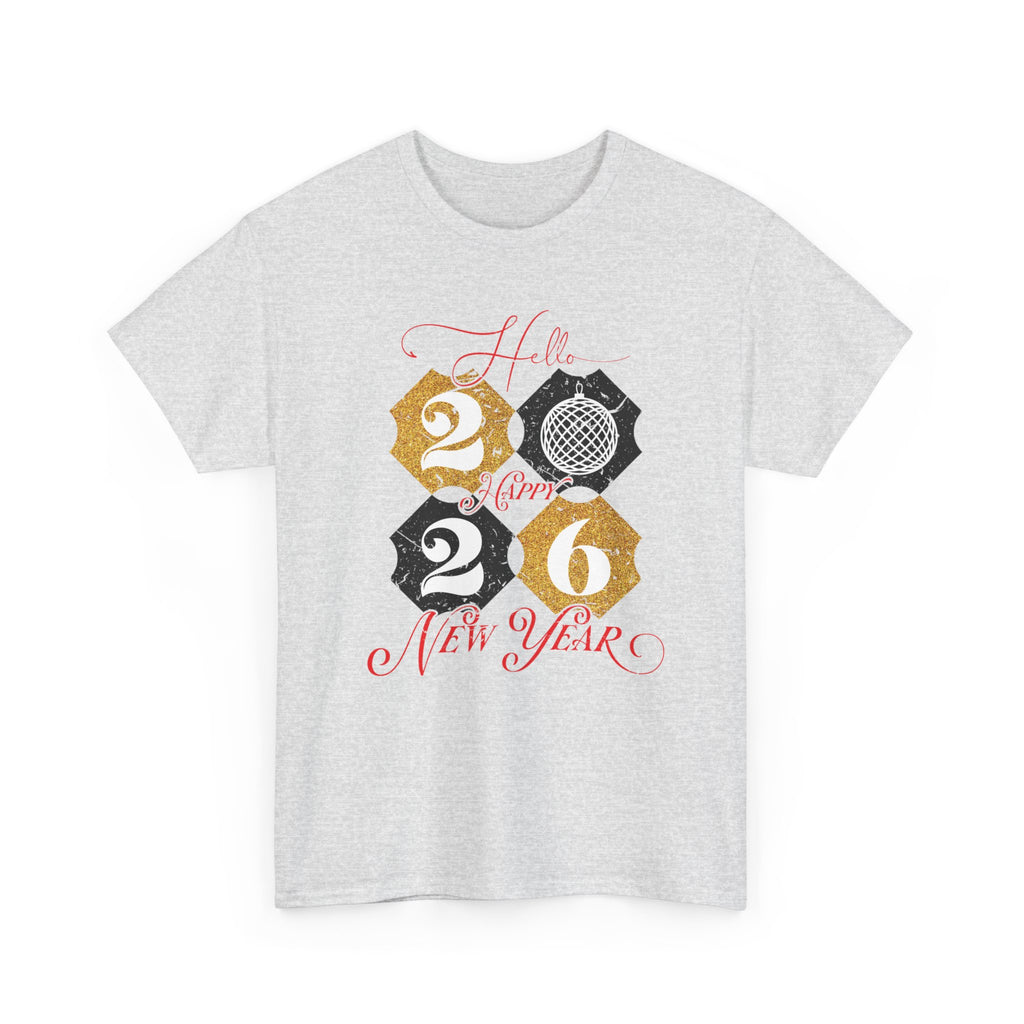 2026 Happy New Year Pink Varsity Tee — Fireworks Party Graphic.Unisex Cotton Tee