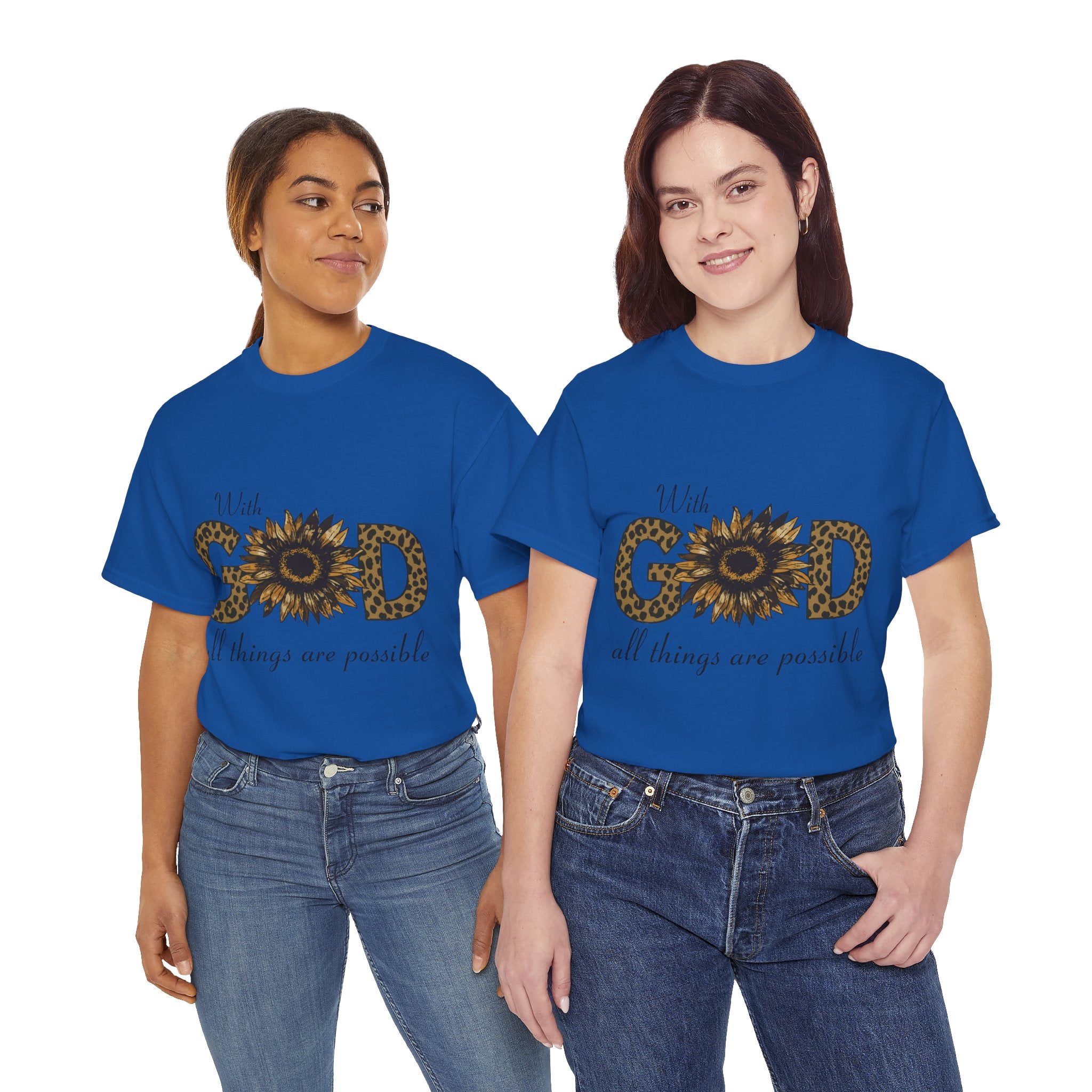 GOD Leopard Print Sunflower Unisex Cotton Tee