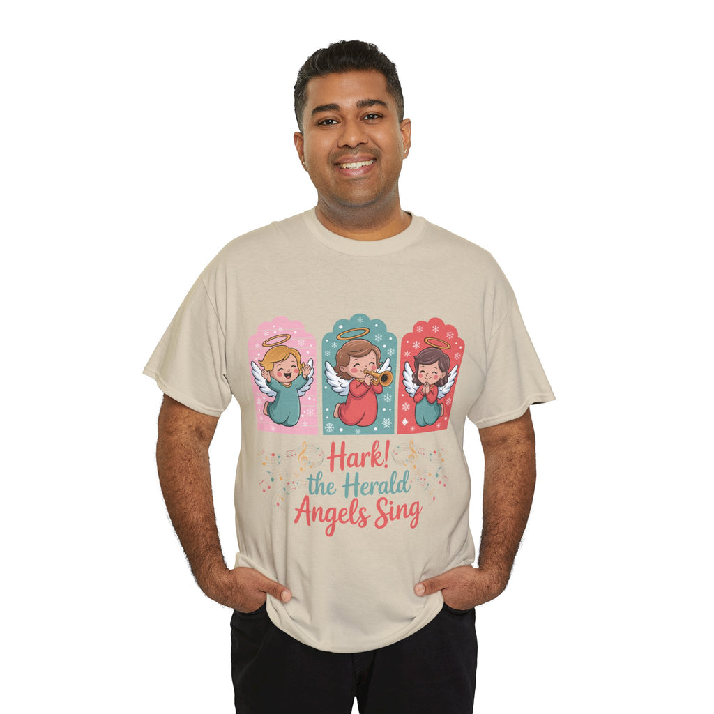 Hark! The Herald Angels Sing Tee — Three Singing Angels Christmas Unisex Cotton T-Shirt