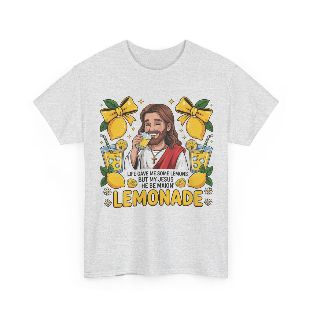 Jesus Drinking Lemonade T-Shirt — "Life Gave Me Some Lemons" Christian Unisex Cotton Tee