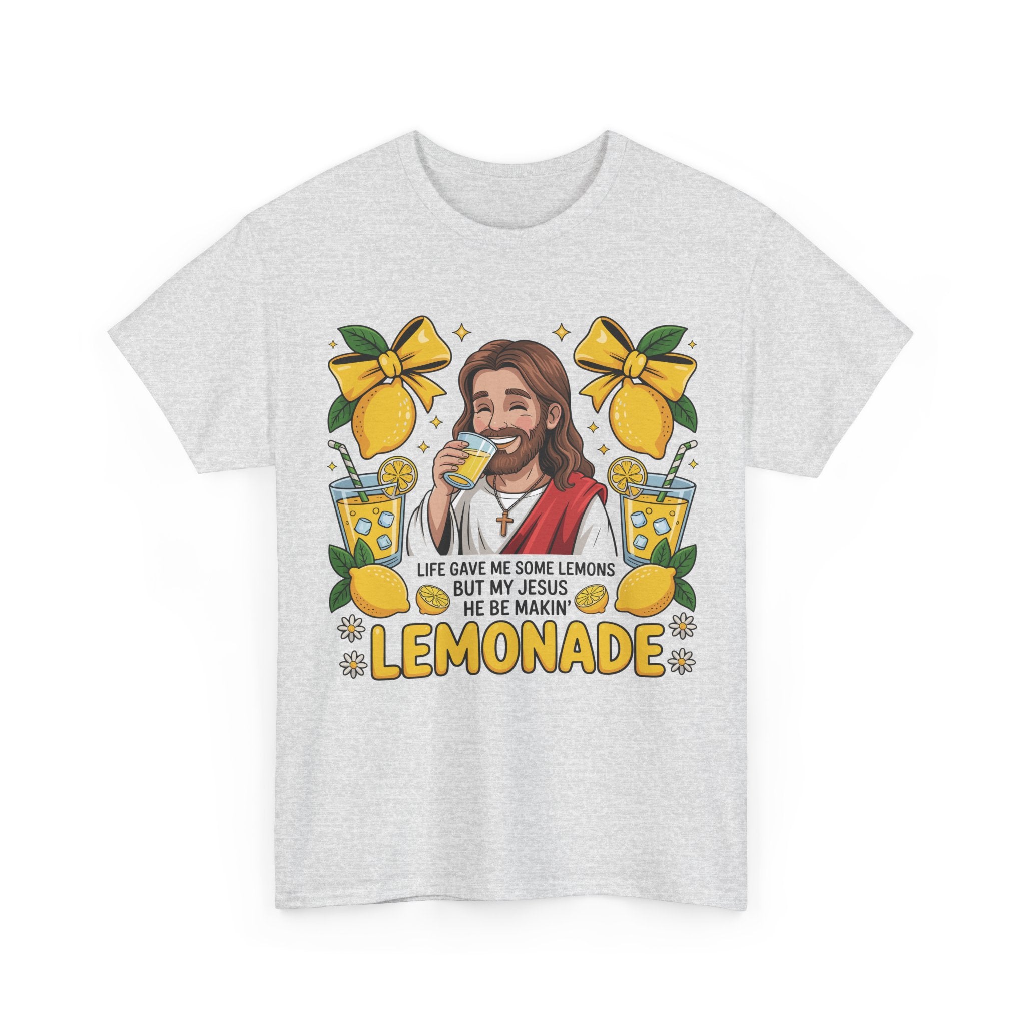 Jesus Drinking Lemonade T-Shirt — "Life Gave Me Some Lemons" Christian Unisex Cotton Tee