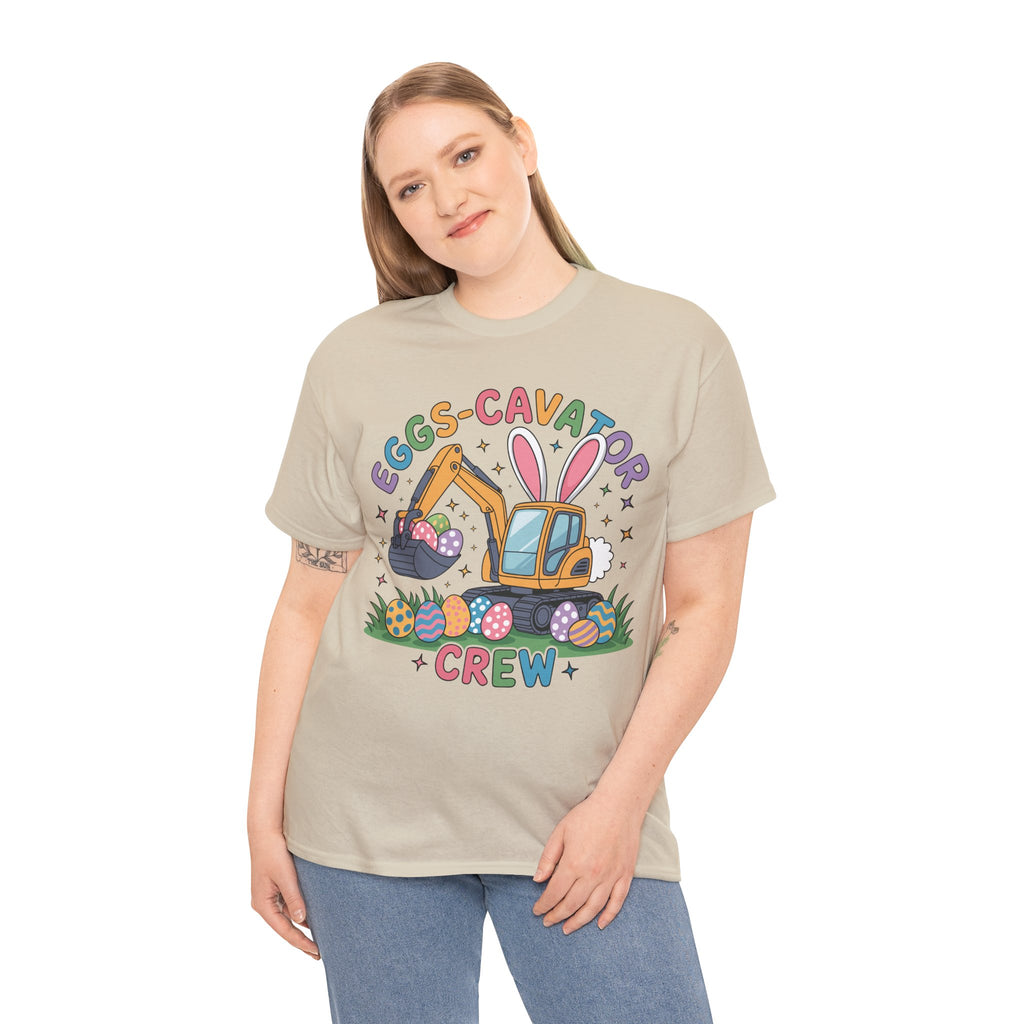 Easter 'Eggs-cavator Crew' Kids Tee — Excavator Bunny & Eggs Unisex Cotton Tee