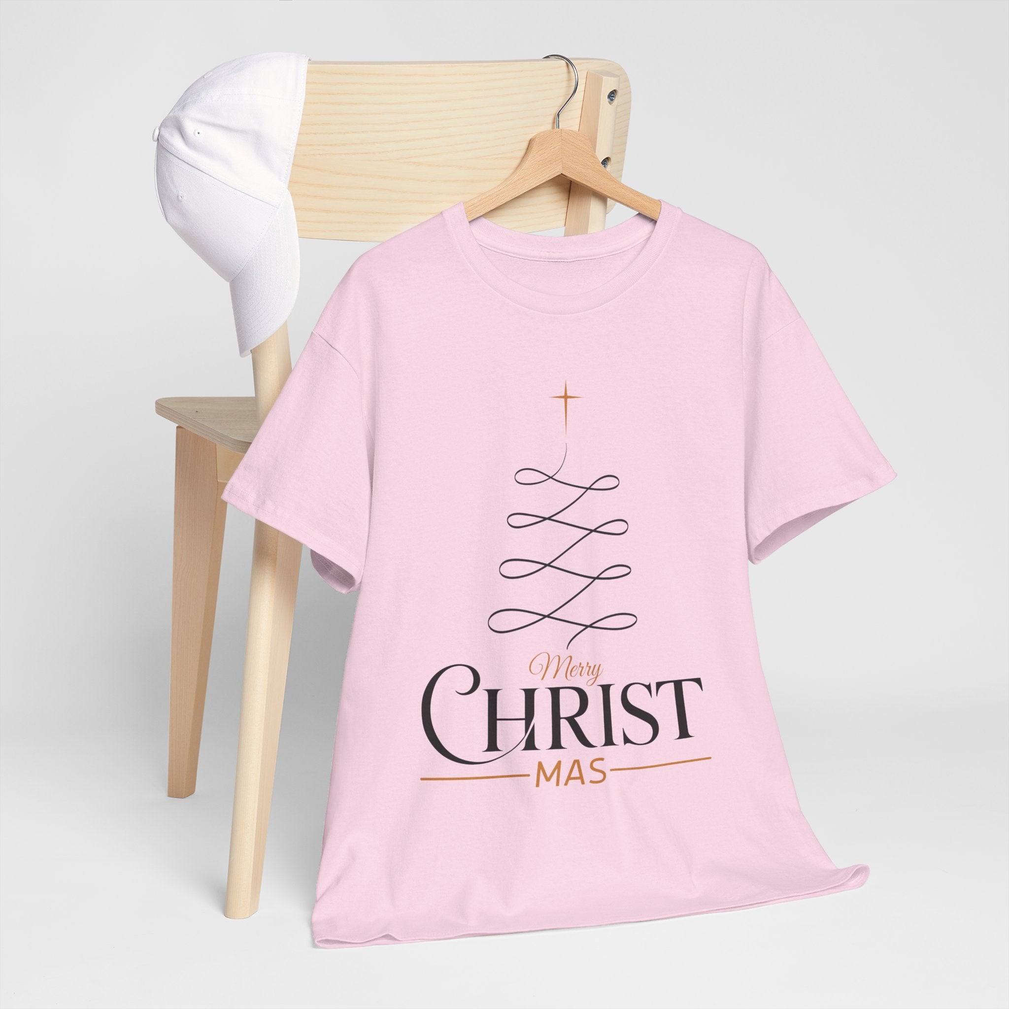 Merry Christmas Gold Cross Tree Unisex Cotton Tee