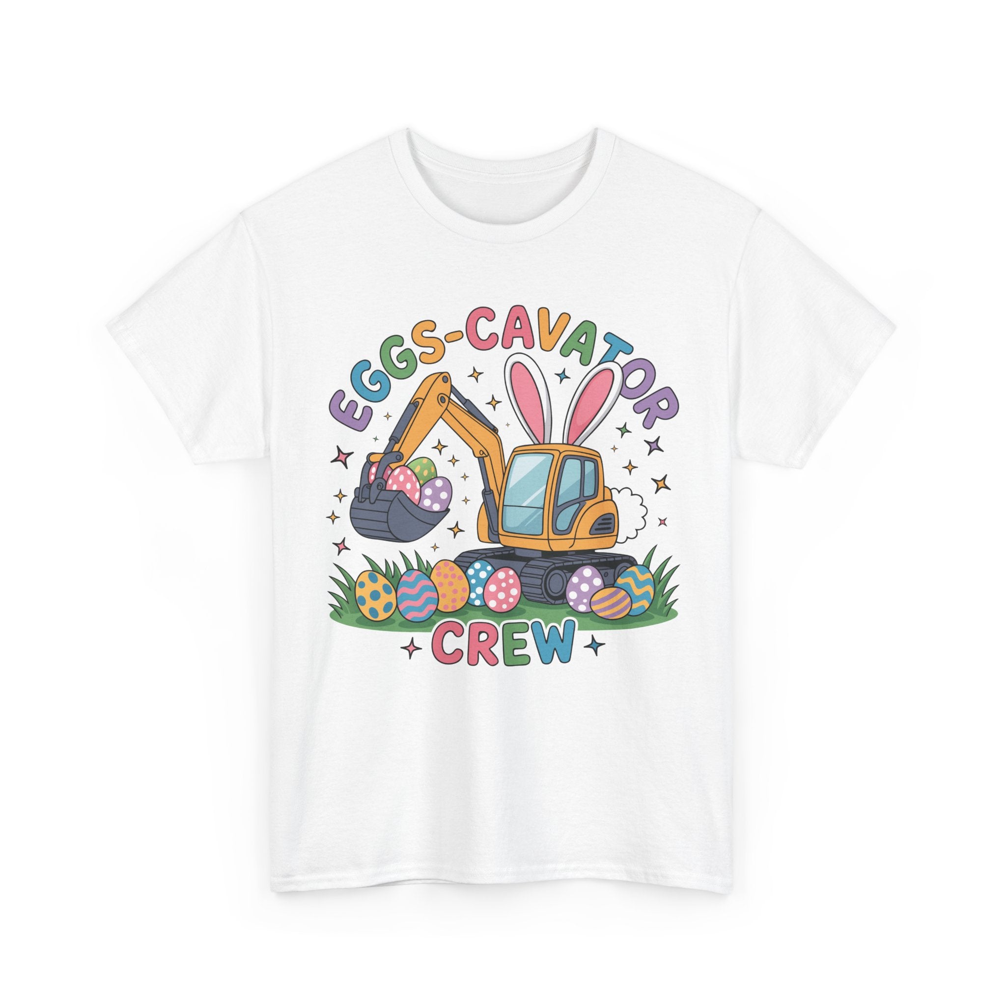 Easter 'Eggs-cavator Crew' Kids Tee — Excavator Bunny & Eggs Unisex Cotton Tee