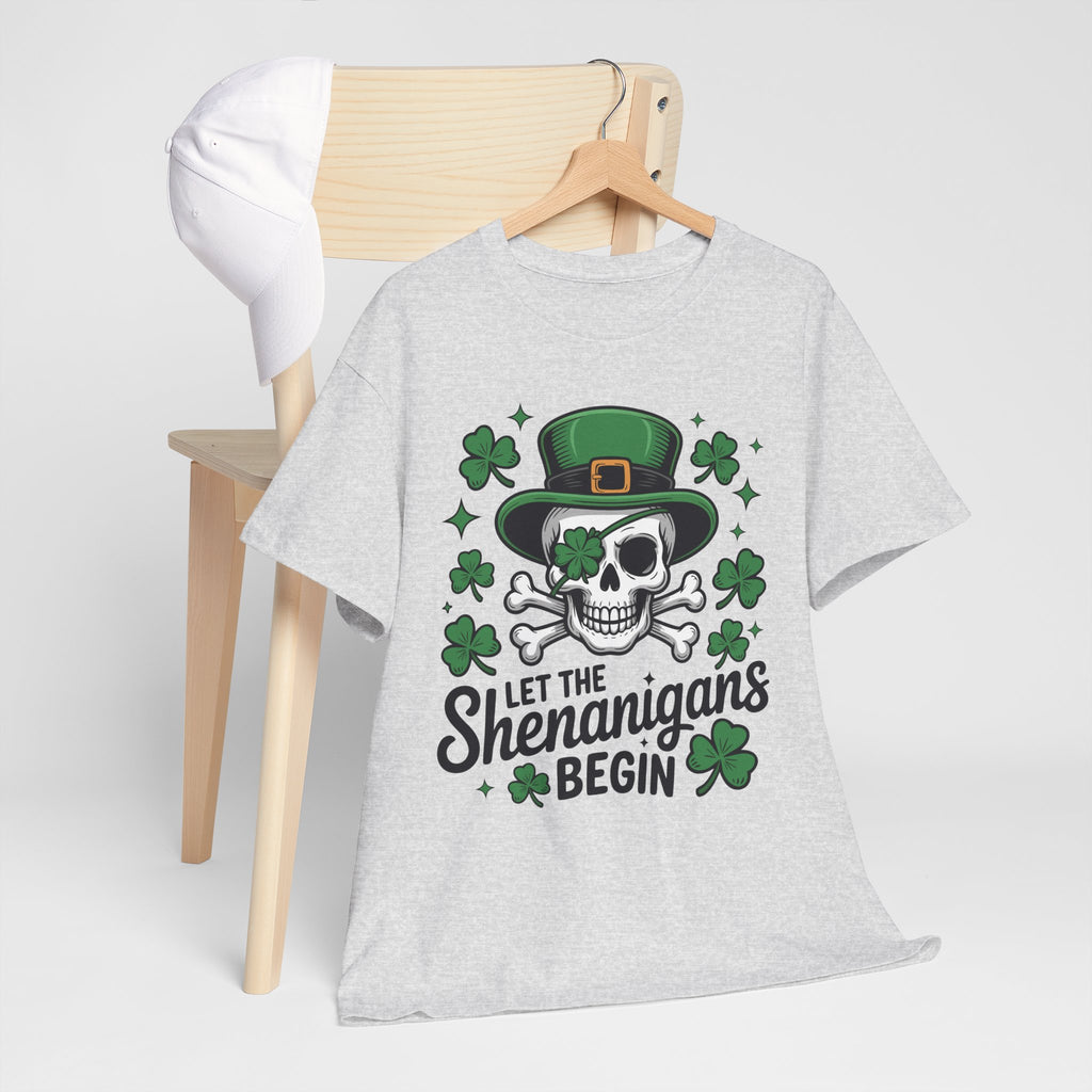 Let the Shenanigans Begin — Leprechaun Skull Unisex Cotton T-Shirt
