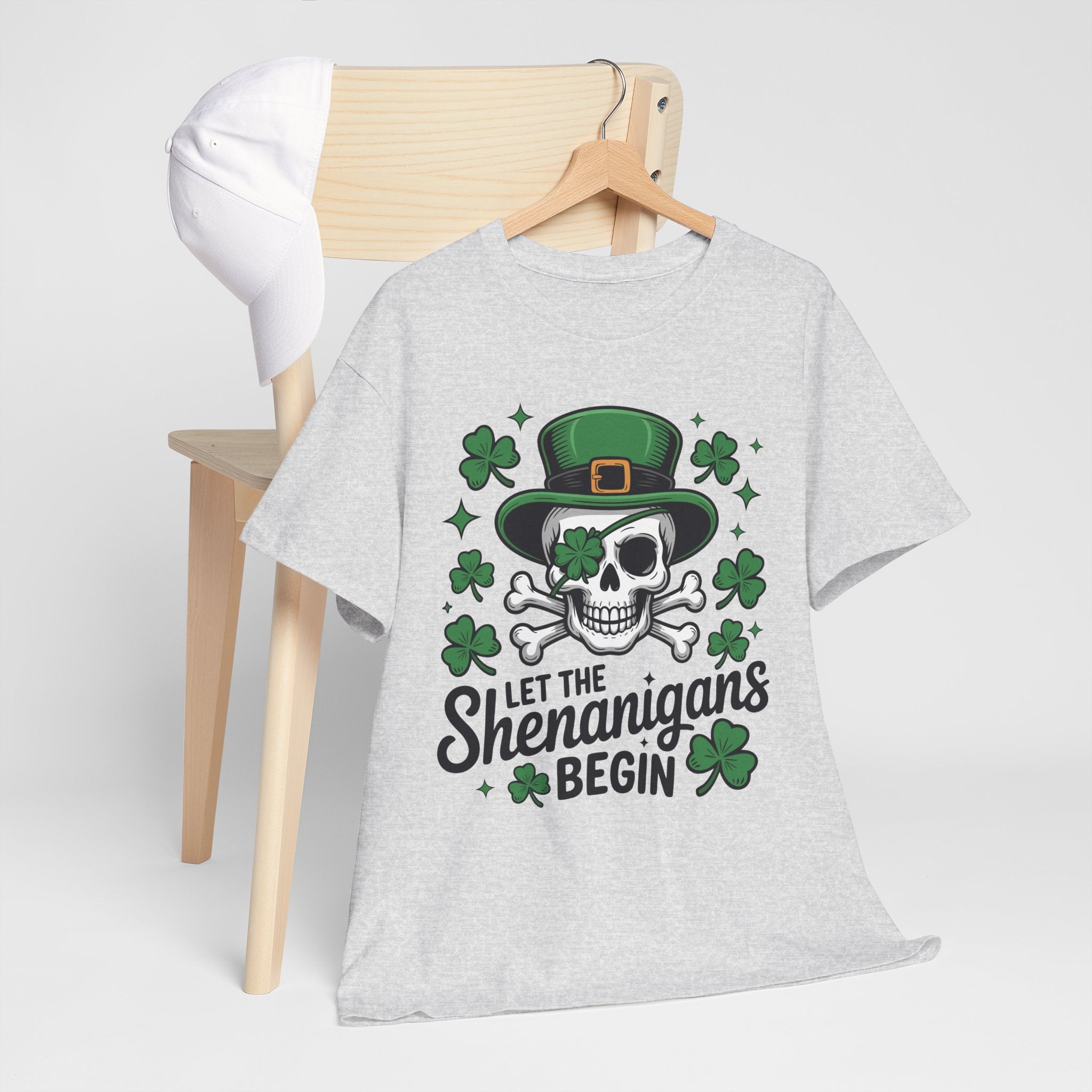 Let the Shenanigans Begin — Leprechaun Skull Unisex Cotton T-Shirt