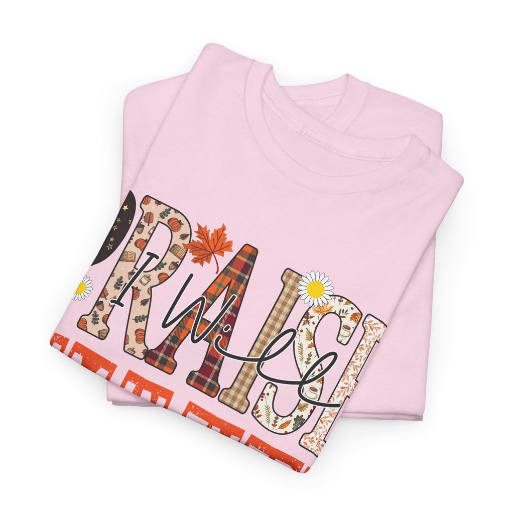 Praise Him In Every Tee — Fall Daisies & Leaf Floral Graphic Unisex Cotton T-Shirt