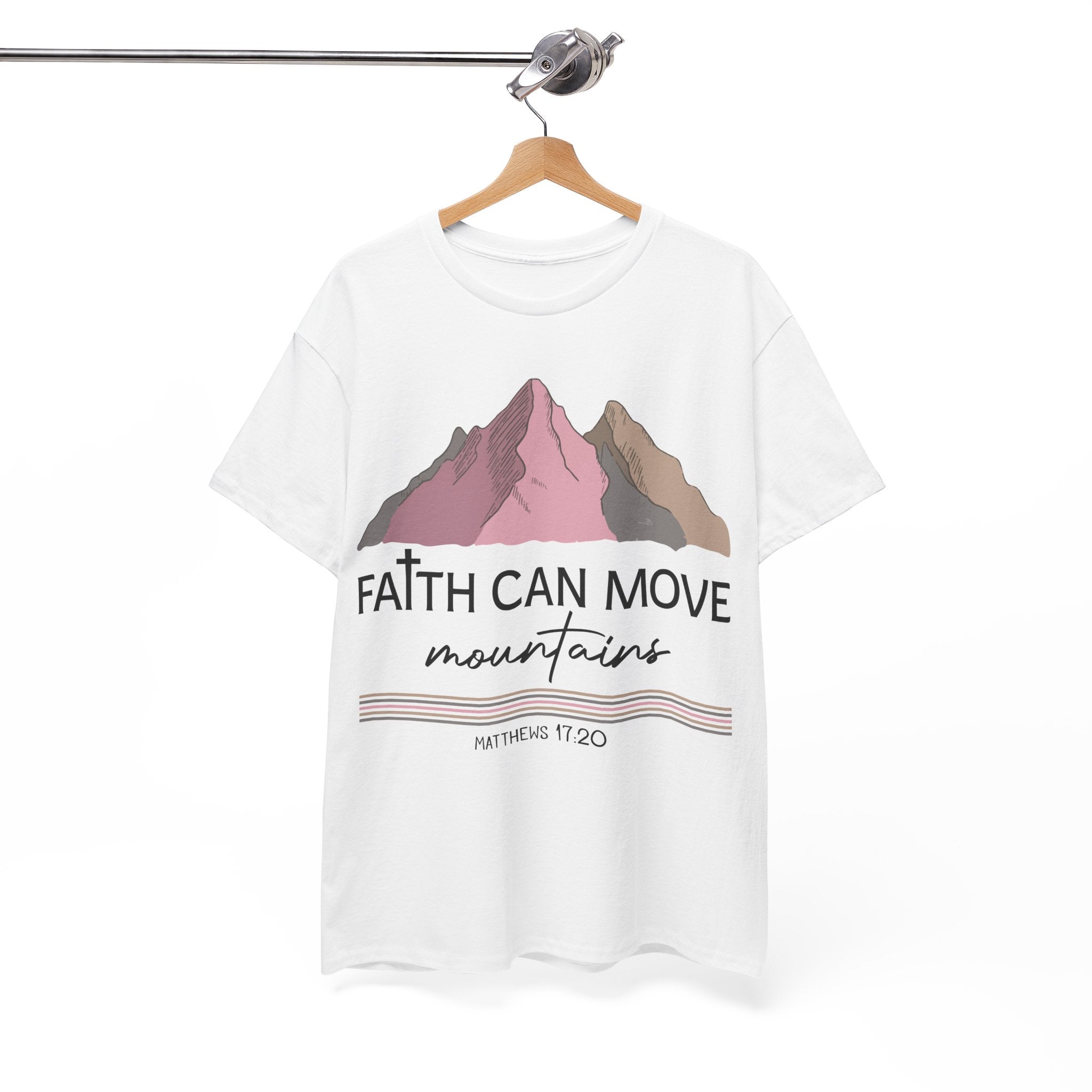 Faith Can Move Mountains Mountain Tee — Pastel Inspirational Christian Unisex Cotton T-Shirt