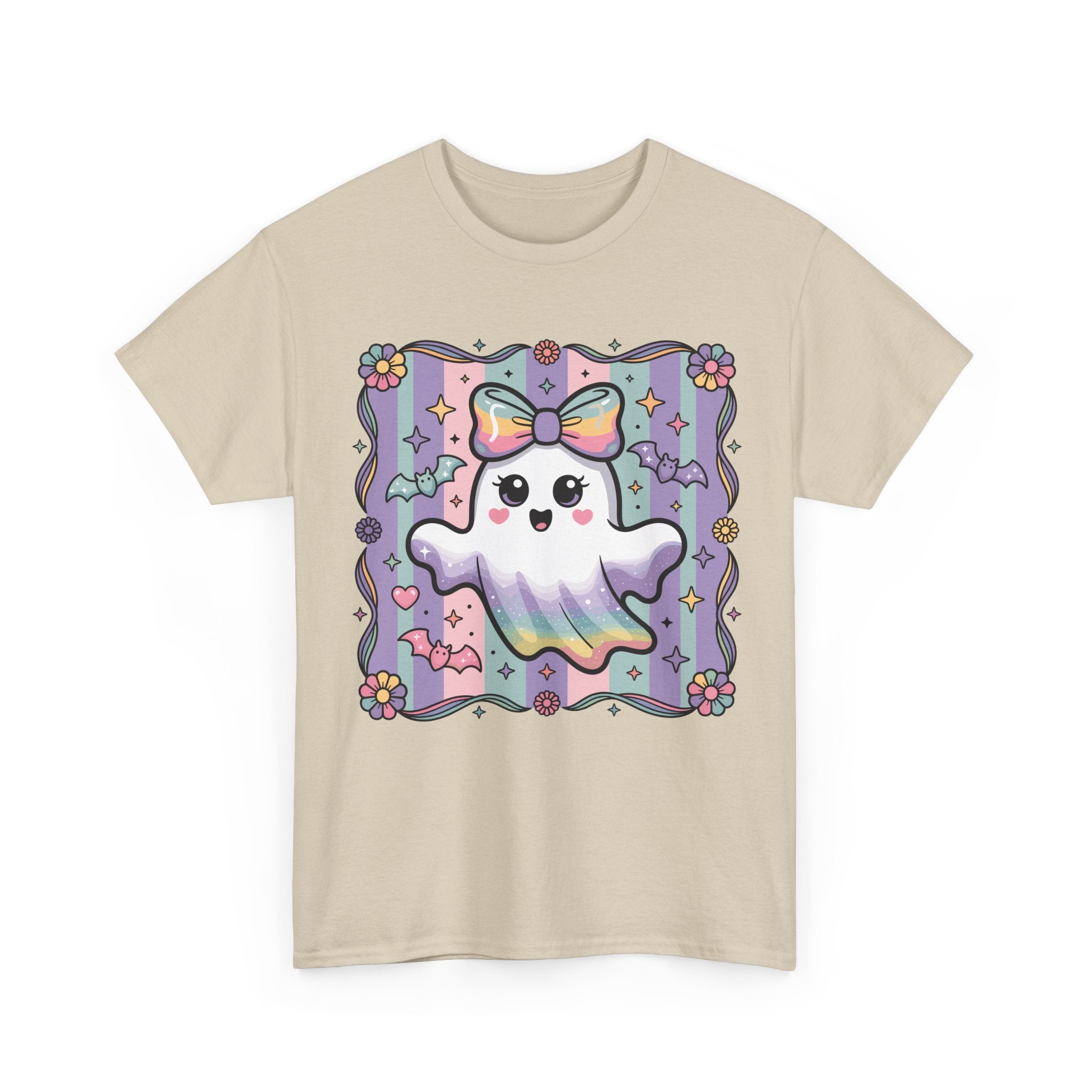 Pastel Ghost Rainbow Bow Unisex Cotton Tee