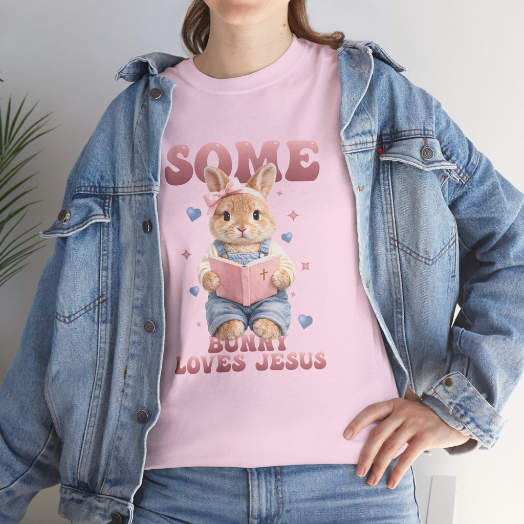 Some Bunny Loves Jesus Bunny Bible Unisex Cotton Tee