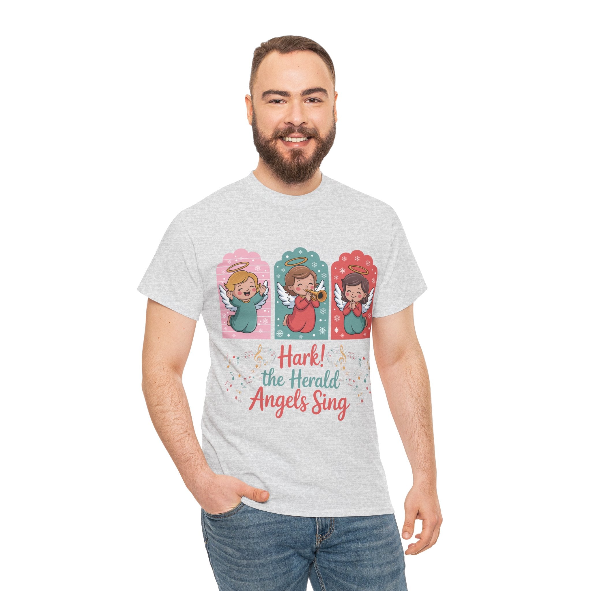 Hark! The Herald Angels Sing Tee — Three Singing Angels Christmas Unisex Cotton T-Shirt