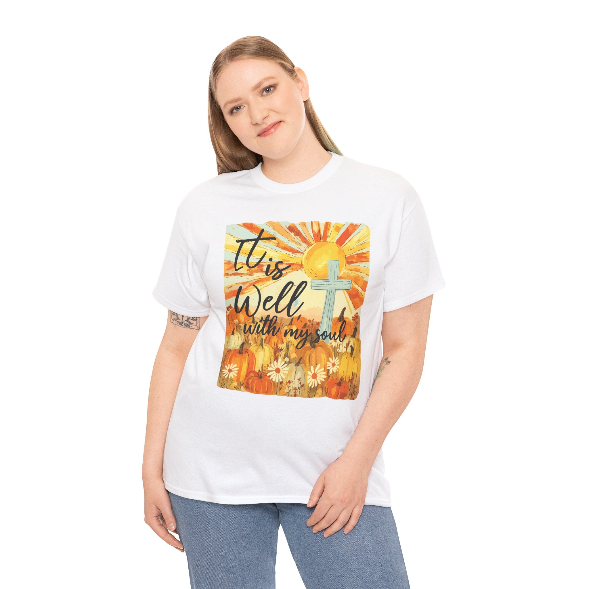 It Is Well With My Soul Pumpkin Sunrise Unisex Cotton T-Shirt