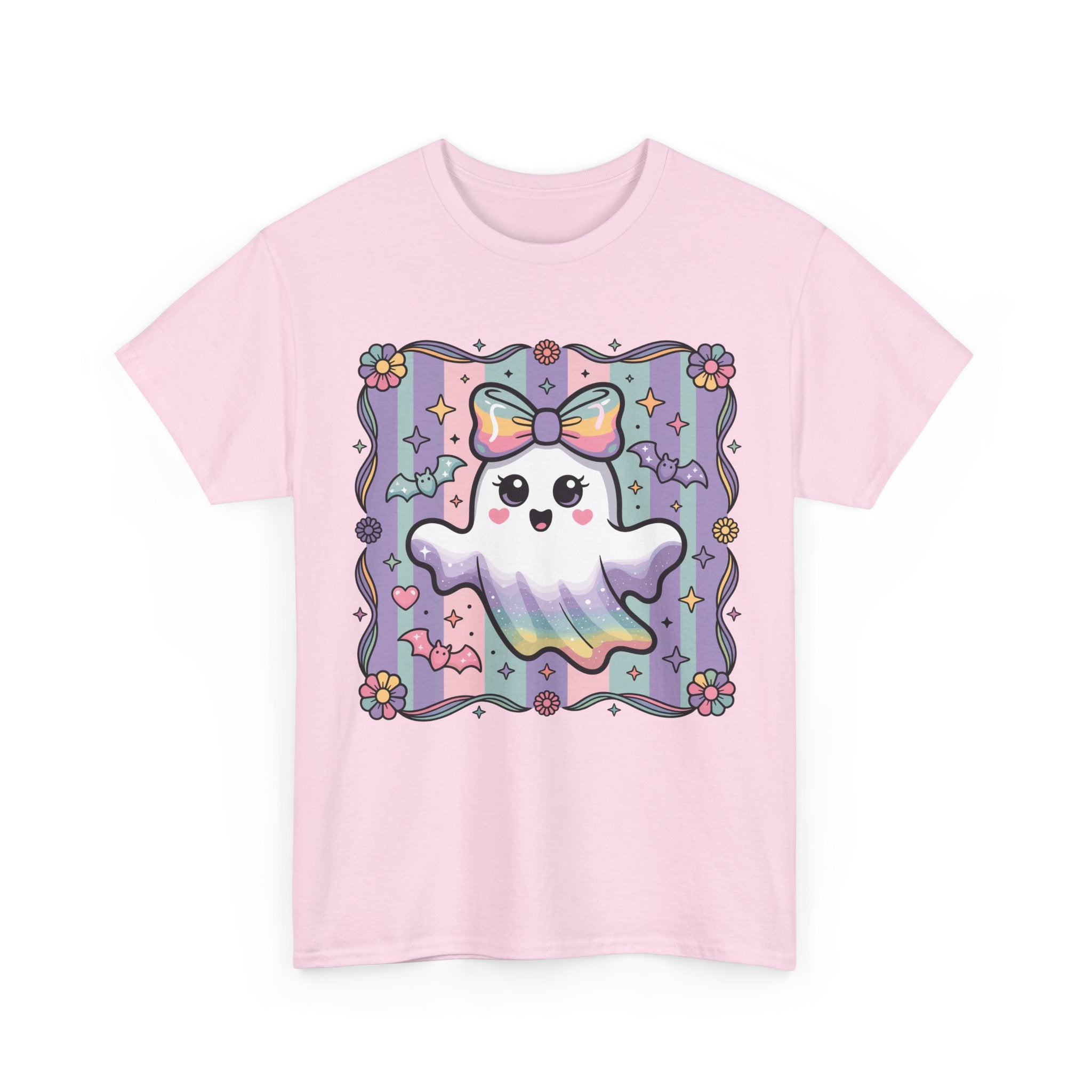 Pastel Ghost Rainbow Bow Unisex Cotton Tee