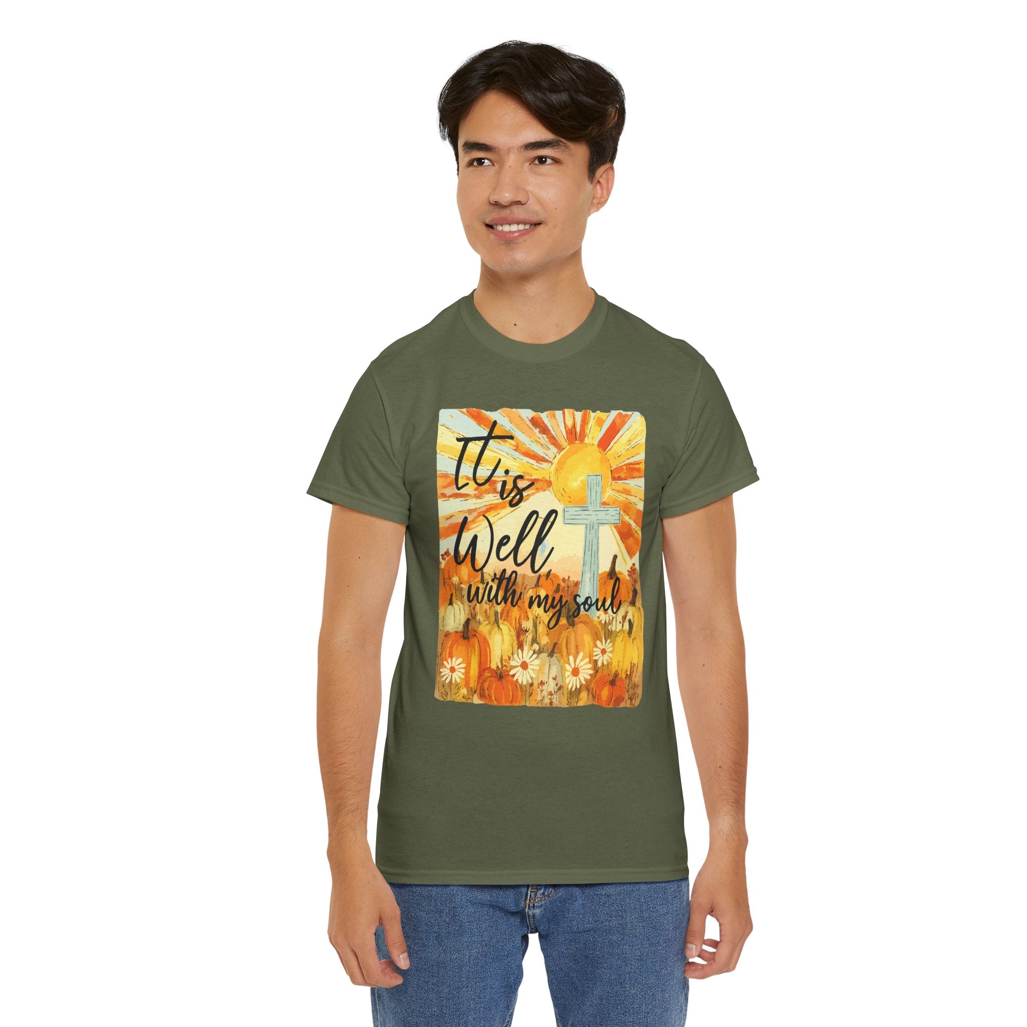 It Is Well With My Soul Pumpkin Sunrise Unisex Cotton T-Shirt