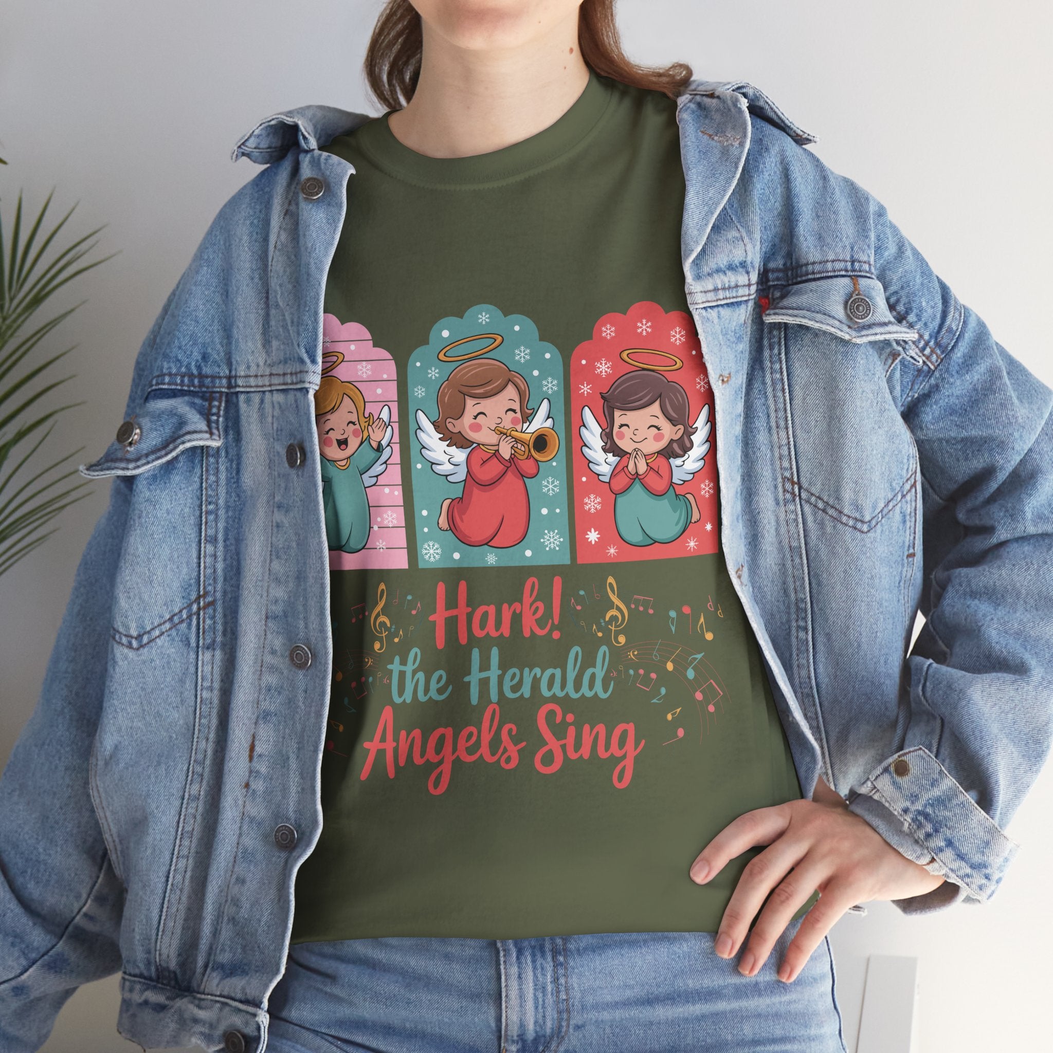 Hark! The Herald Angels Sing Tee — Three Singing Angels Christmas Unisex Cotton T-Shirt
