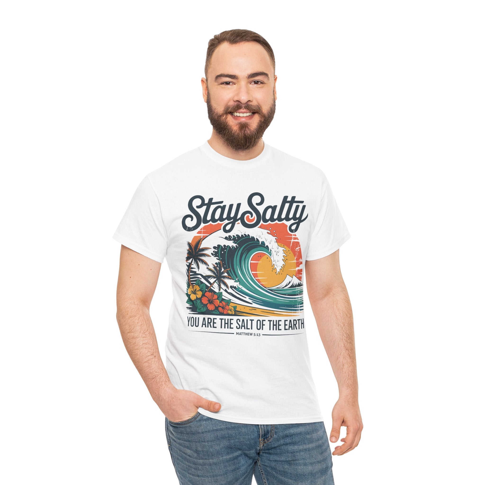 Stay Salty Beach Tee — "You are the salt of the earth (Matthew 5:13)"Unisex Cotton Tee