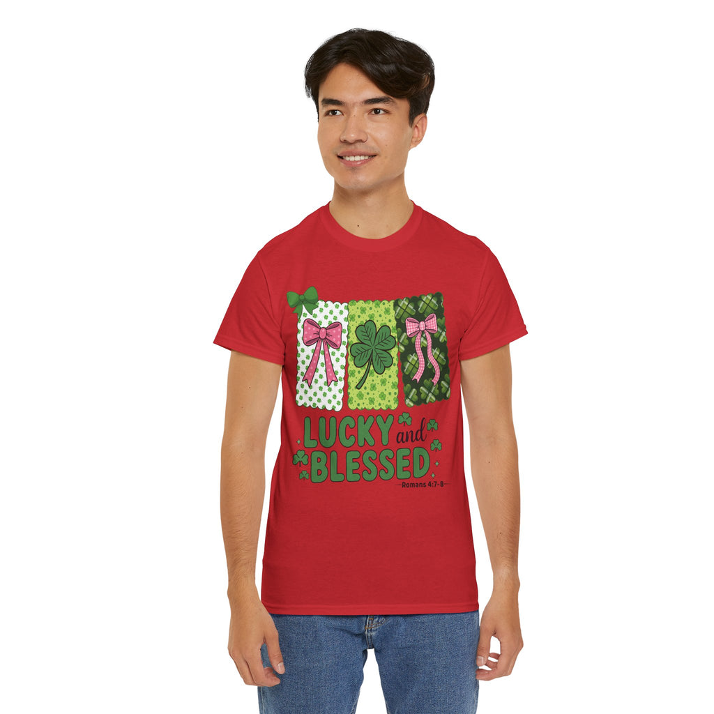Lucky and Blessed Clover Unisex Cotton Tee