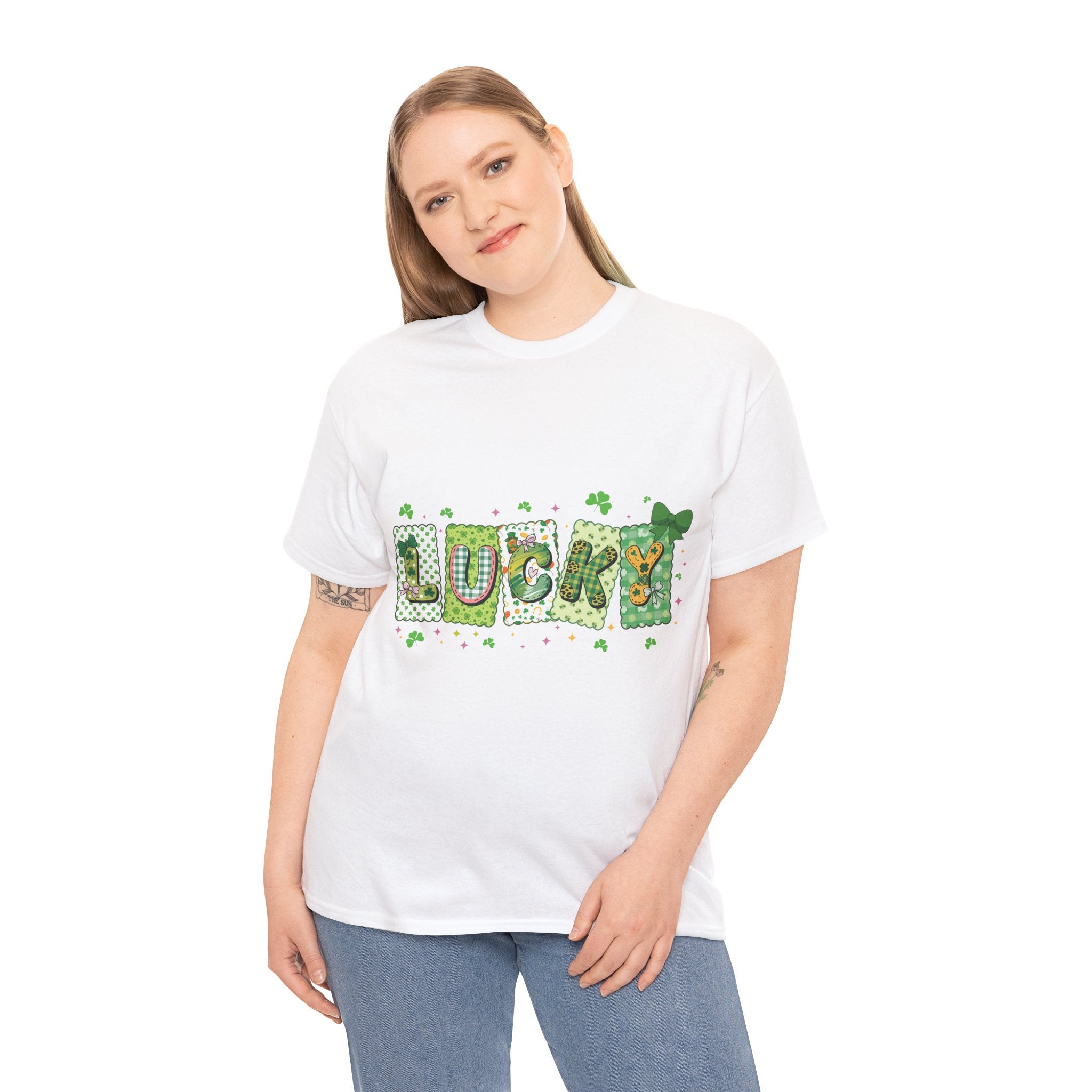 Lucky Patchwork Plaid Clover Tee — St. Patrick’s Day Unisex Cotton T-Shirt