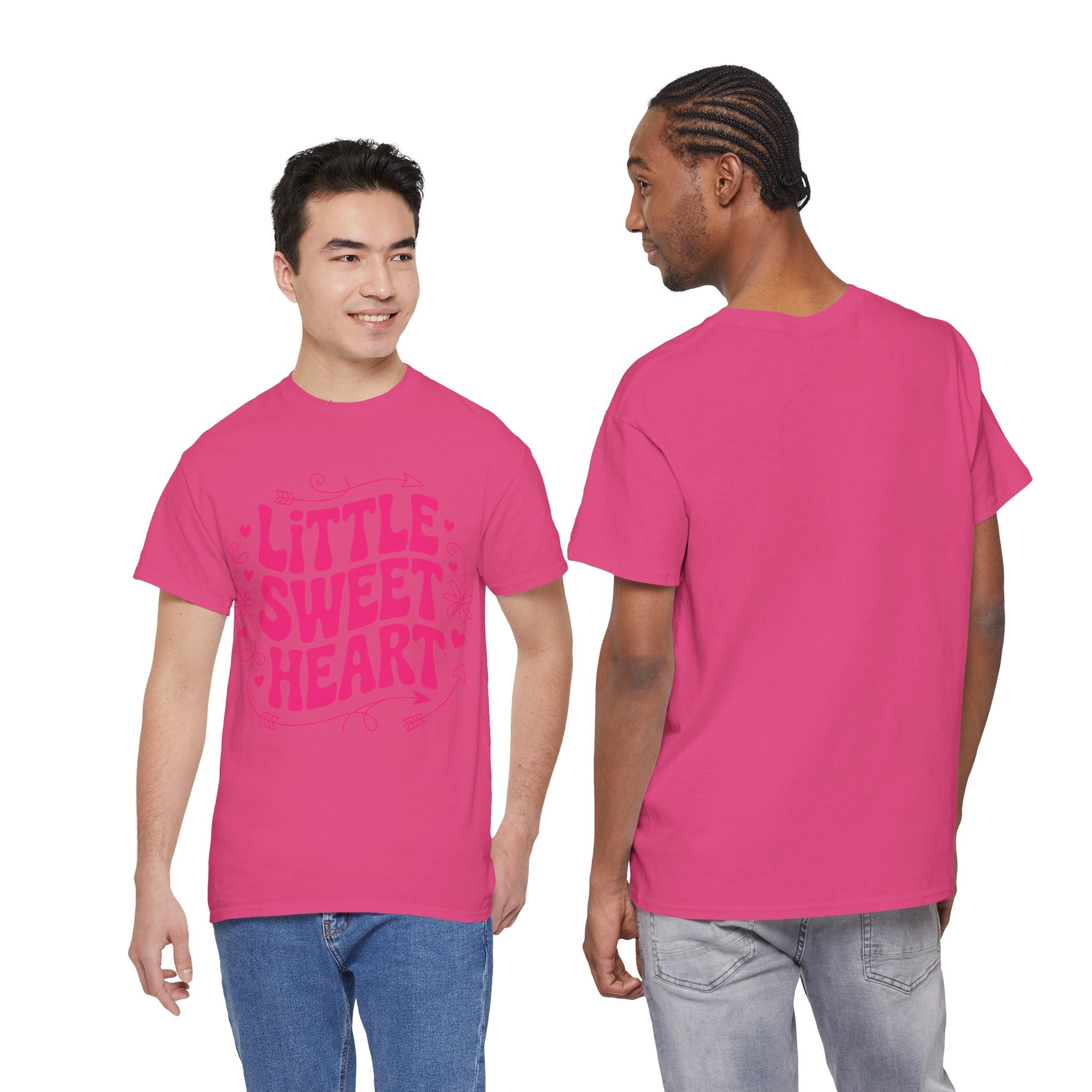 Little Sweetheart Retro Tee — Cute Red Hearts & Flowers Graphic Unisex Cotton Tee