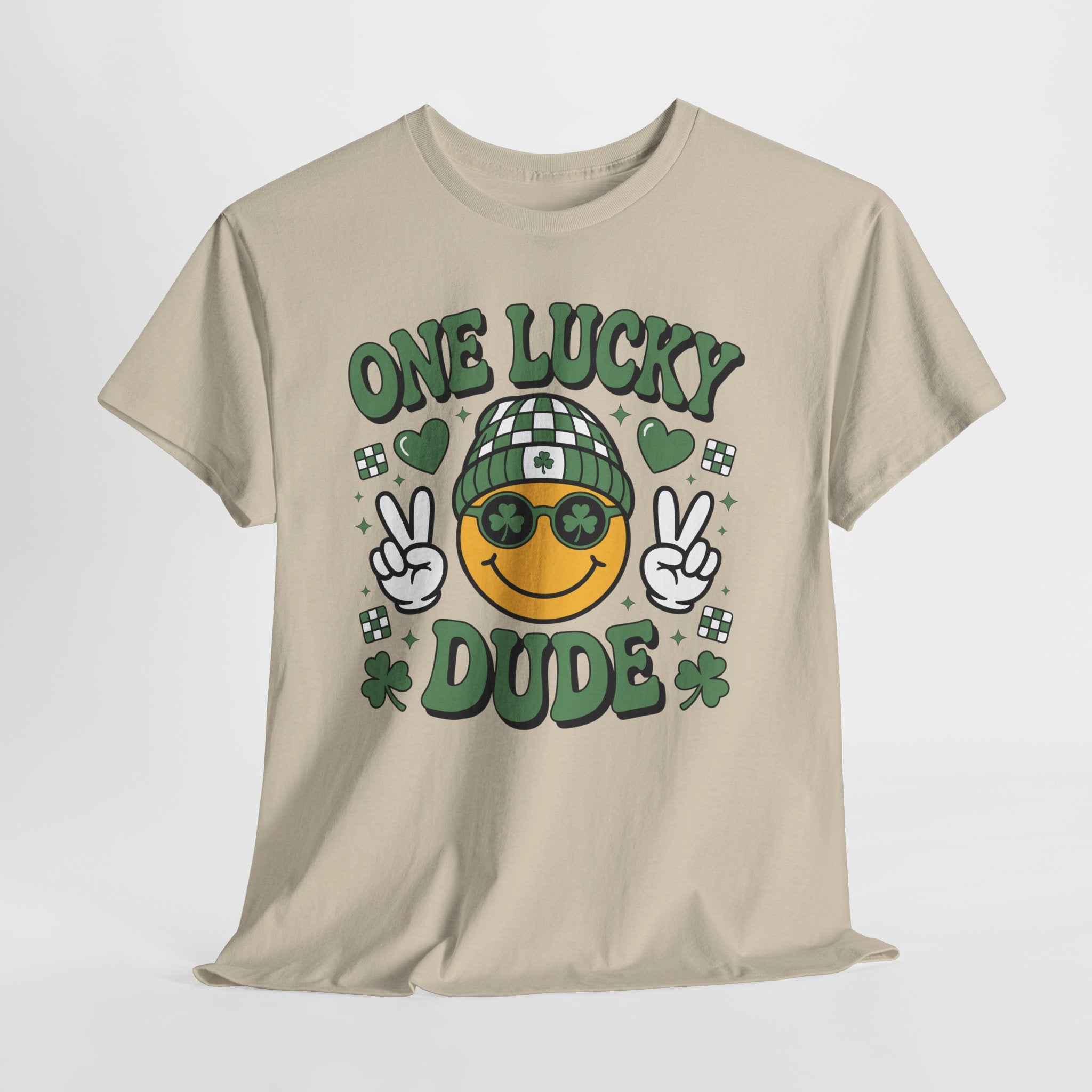 One Lucky Dude Shamrock Tee — St. Patrick's Day Smiley Unisex Cotton Tshirt
