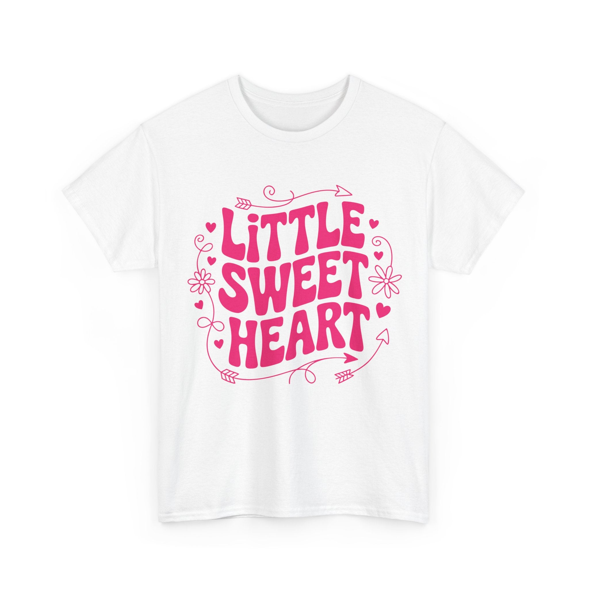 Little Sweetheart Retro Tee — Cute Red Hearts & Flowers Graphic Unisex Cotton Tee