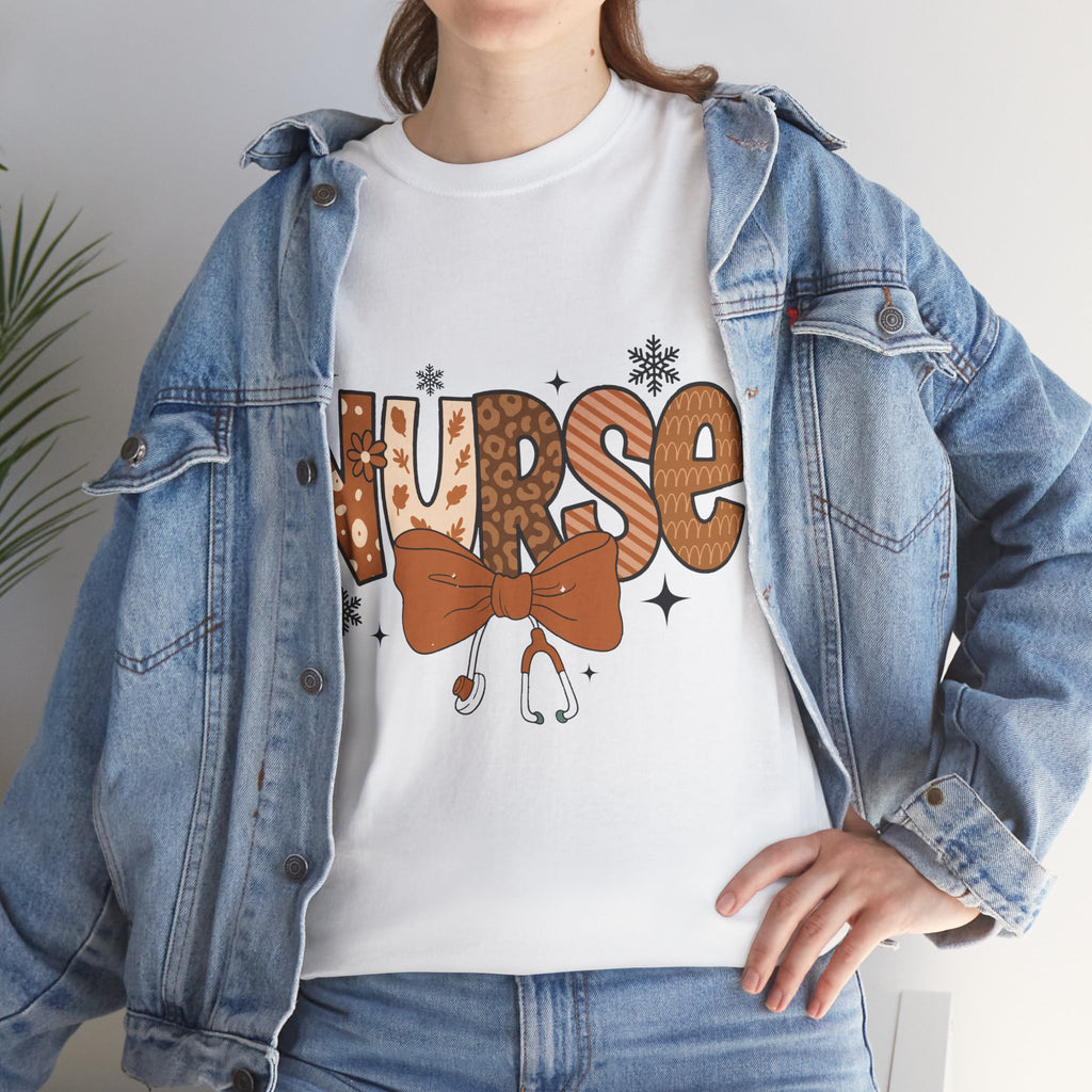 NURSE Fall Stethoscope Tee — Brown Autumn Nurse Unisex CottonT shirt