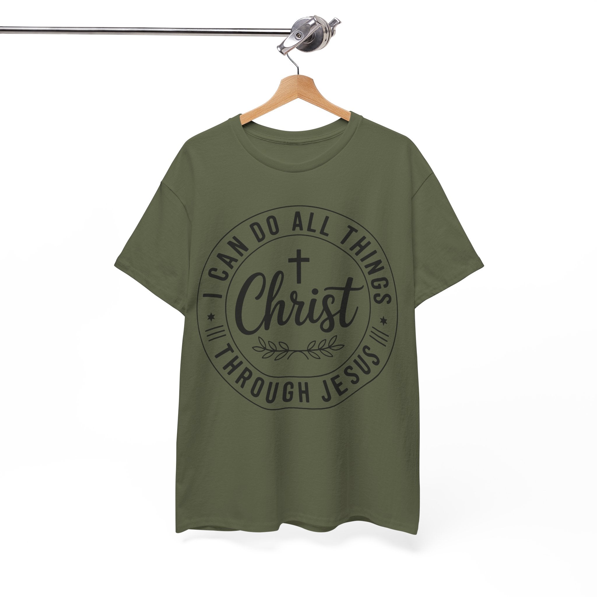 Christian Cross T‑Shirt — "I Can Do All Things Through Christ" Unisex Cotton tee