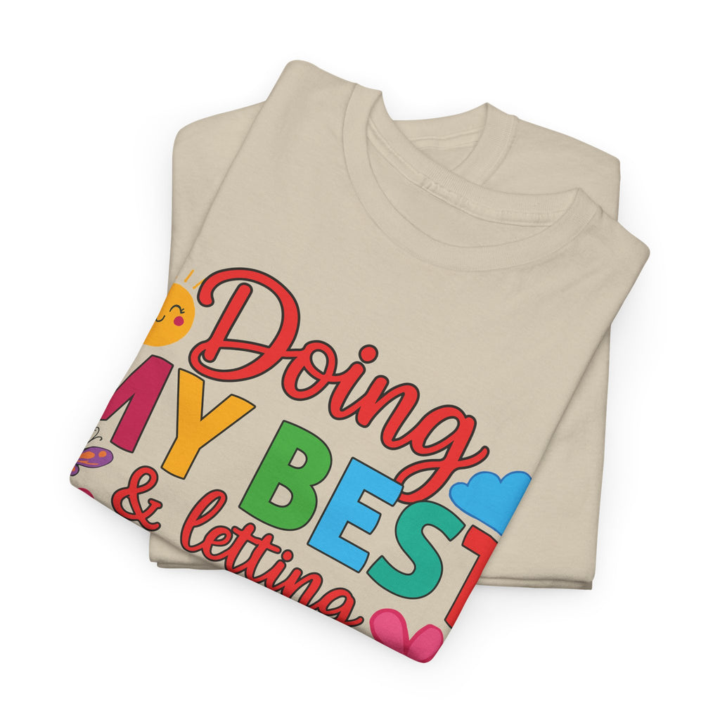 Doing My Best & Letting God Do The Rest T-Shirt — Floral Sun & Butterflies Inspirational Unisex Cotton Tee