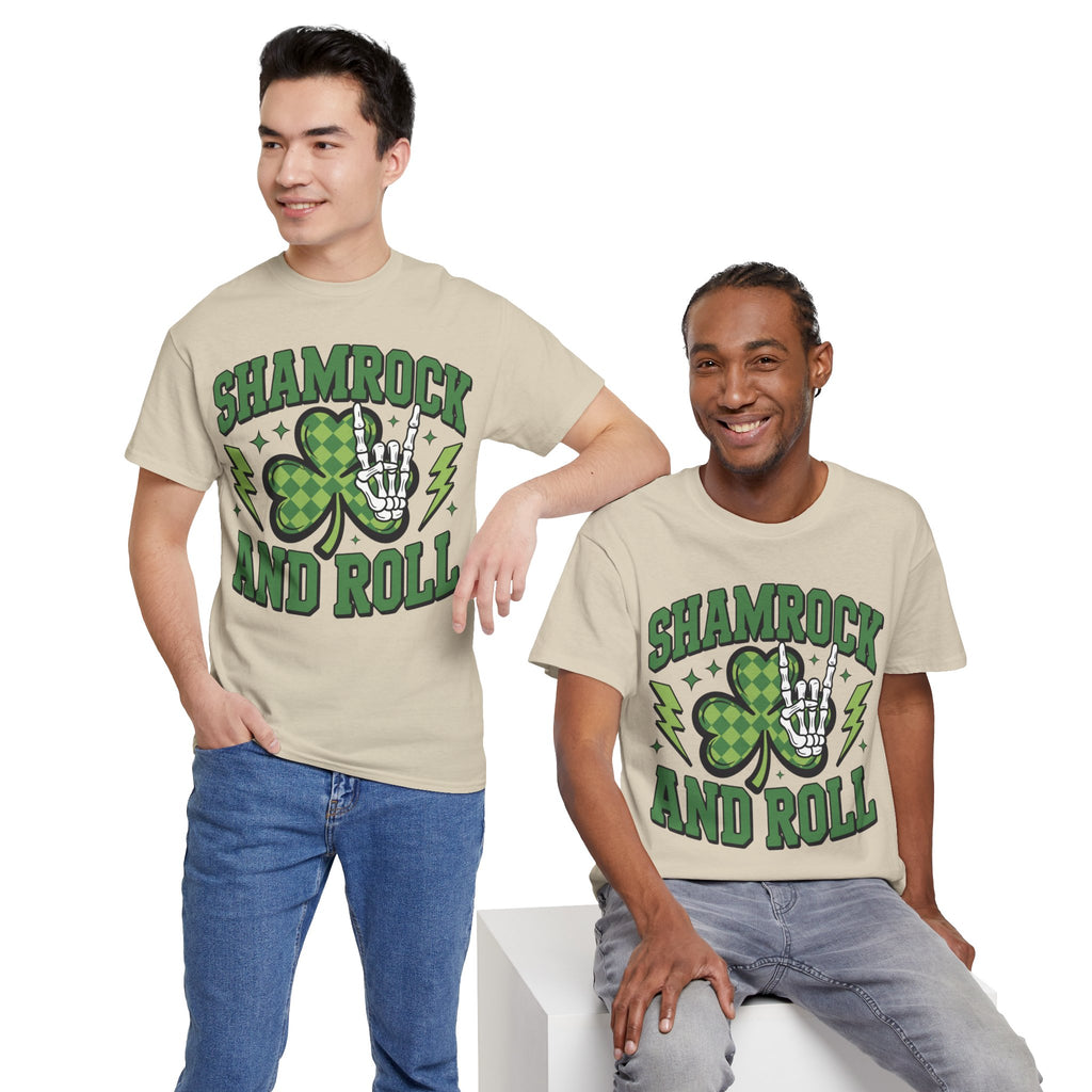 Shamrock and Roll Tee — Skeleton Hand & Lightning St. Patrick’s Rock Unisex Cotton Shirt
