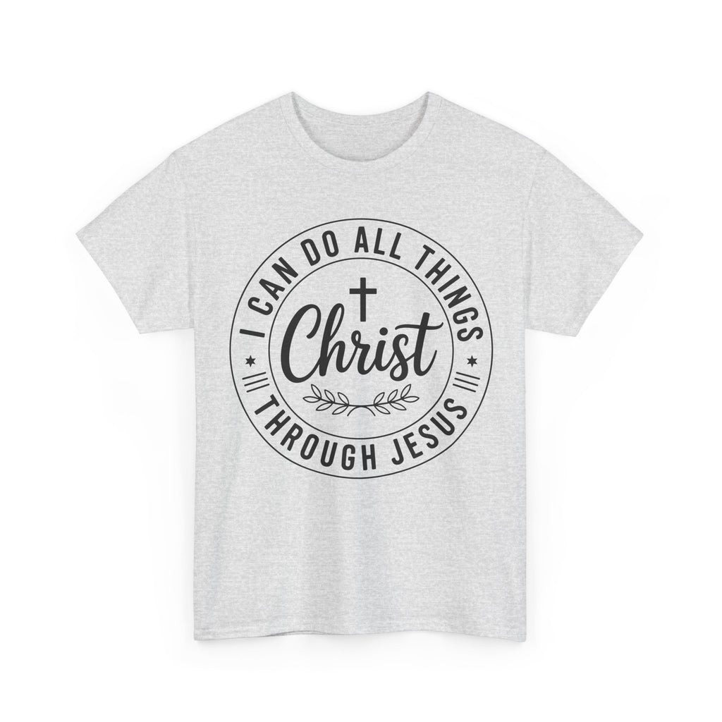 Christian Cross T‑Shirt — "I Can Do All Things Through Christ" Unisex Cotton tee