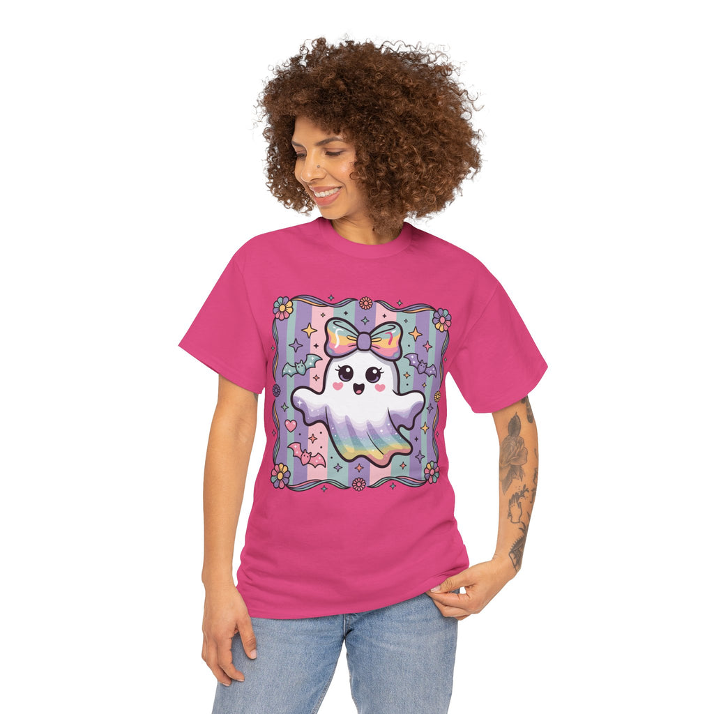 Pastel Ghost Rainbow Bow Unisex Cotton Tee