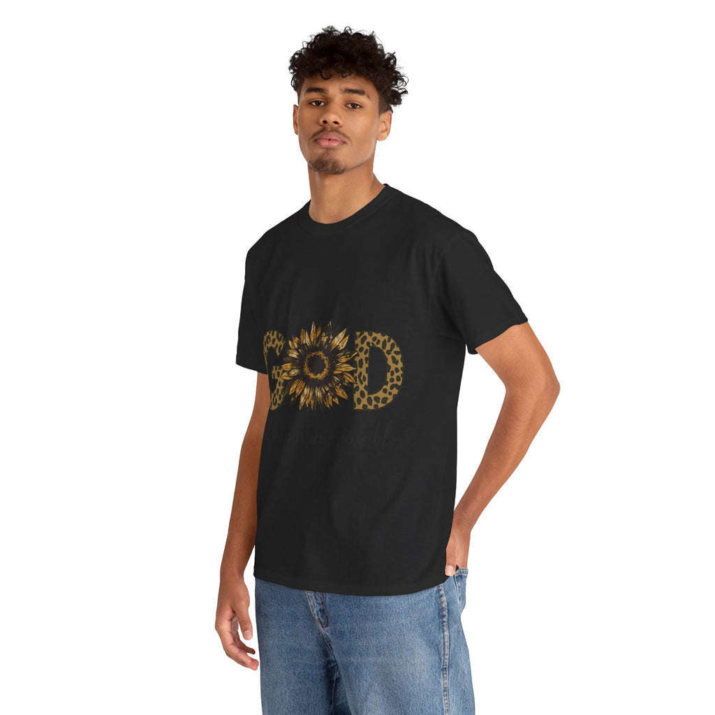 GOD Leopard Print Sunflower Unisex Cotton Tee