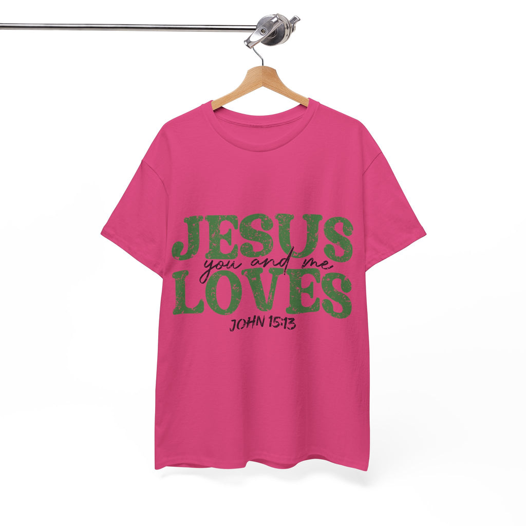 Jesus Loves Vintage Tee — Green Retro Christian Unisex Cotton T-Shirt