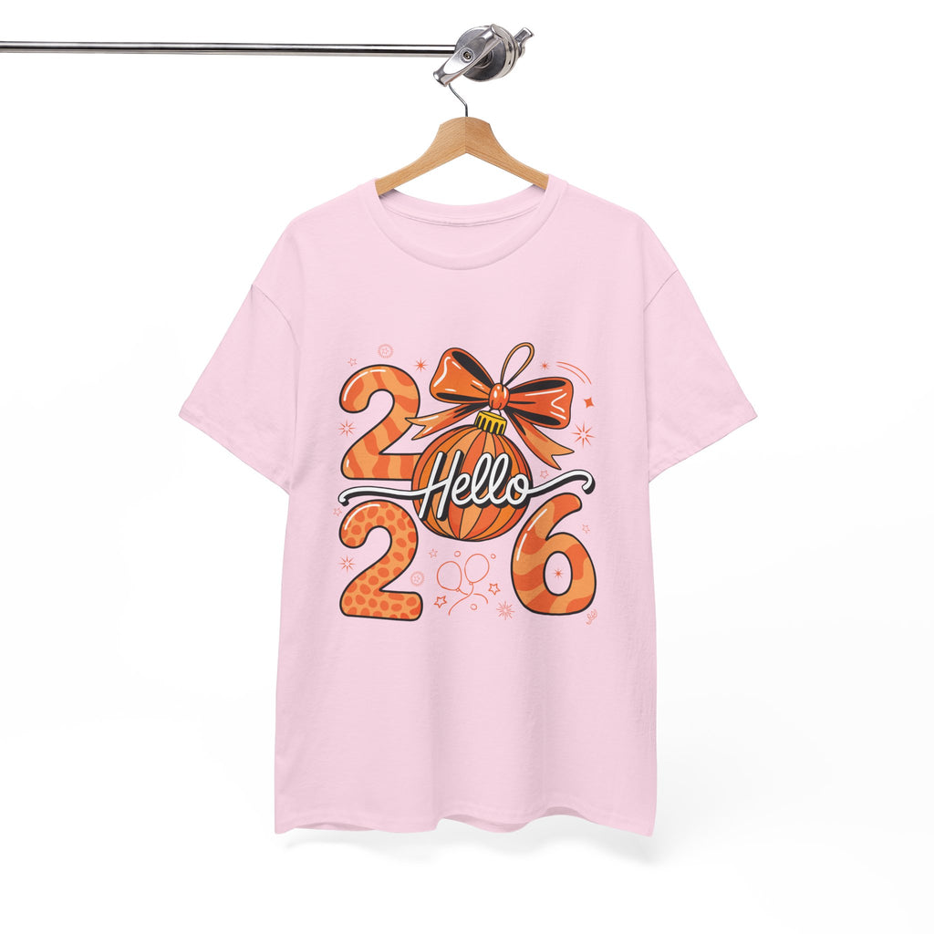 Hello 2026 Christmas Ornament Tee — Festive Orange Holiday Unisex Cotton T-Shirt