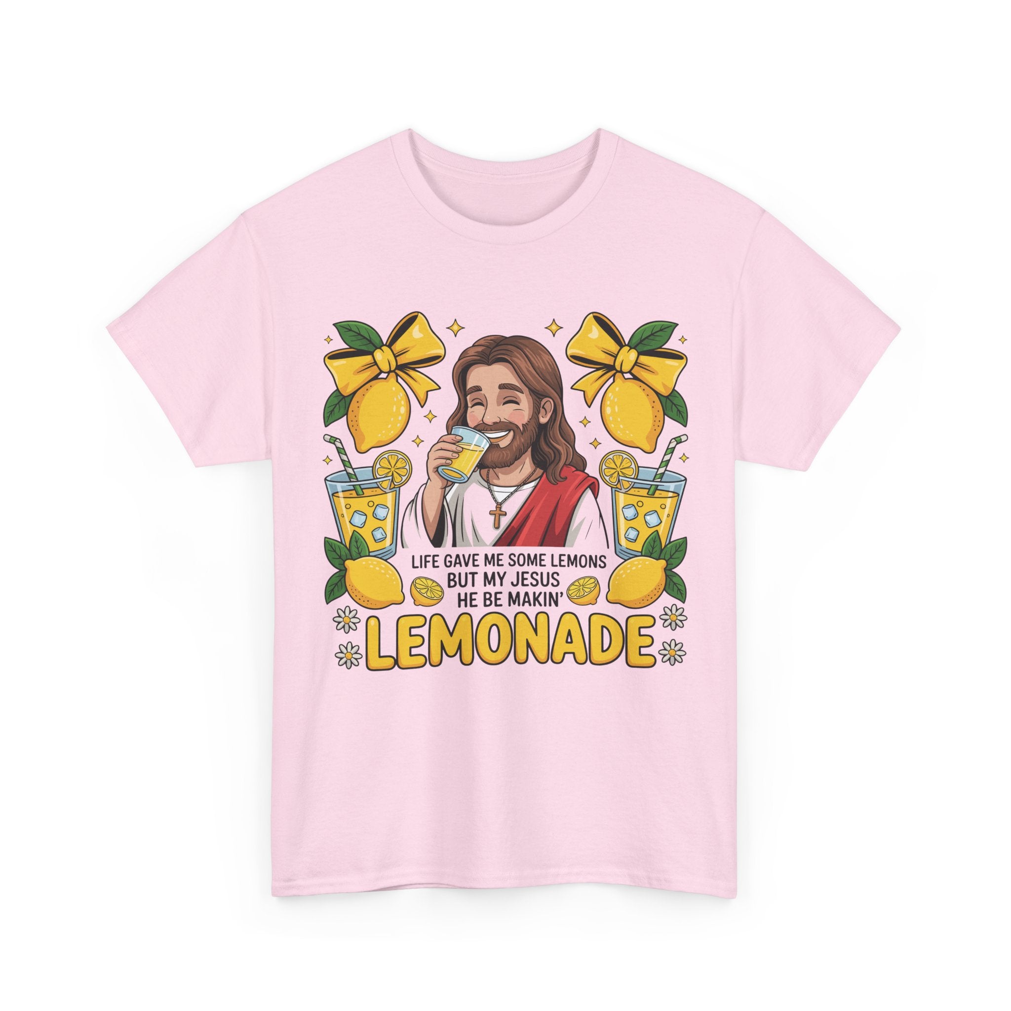 Jesus Drinking Lemonade T-Shirt — "Life Gave Me Some Lemons" Christian Unisex Cotton Tee