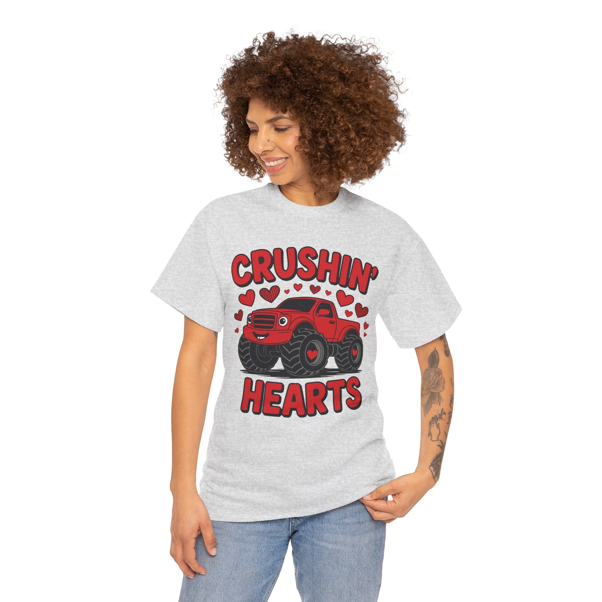 Crushin’ Hearts Valentine Monster Truck Unisex Cotton Tee