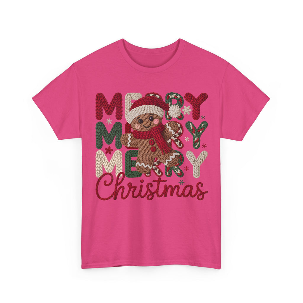 Merry Merry Merry Christmas Gingerbread Unisex Cotton Tee