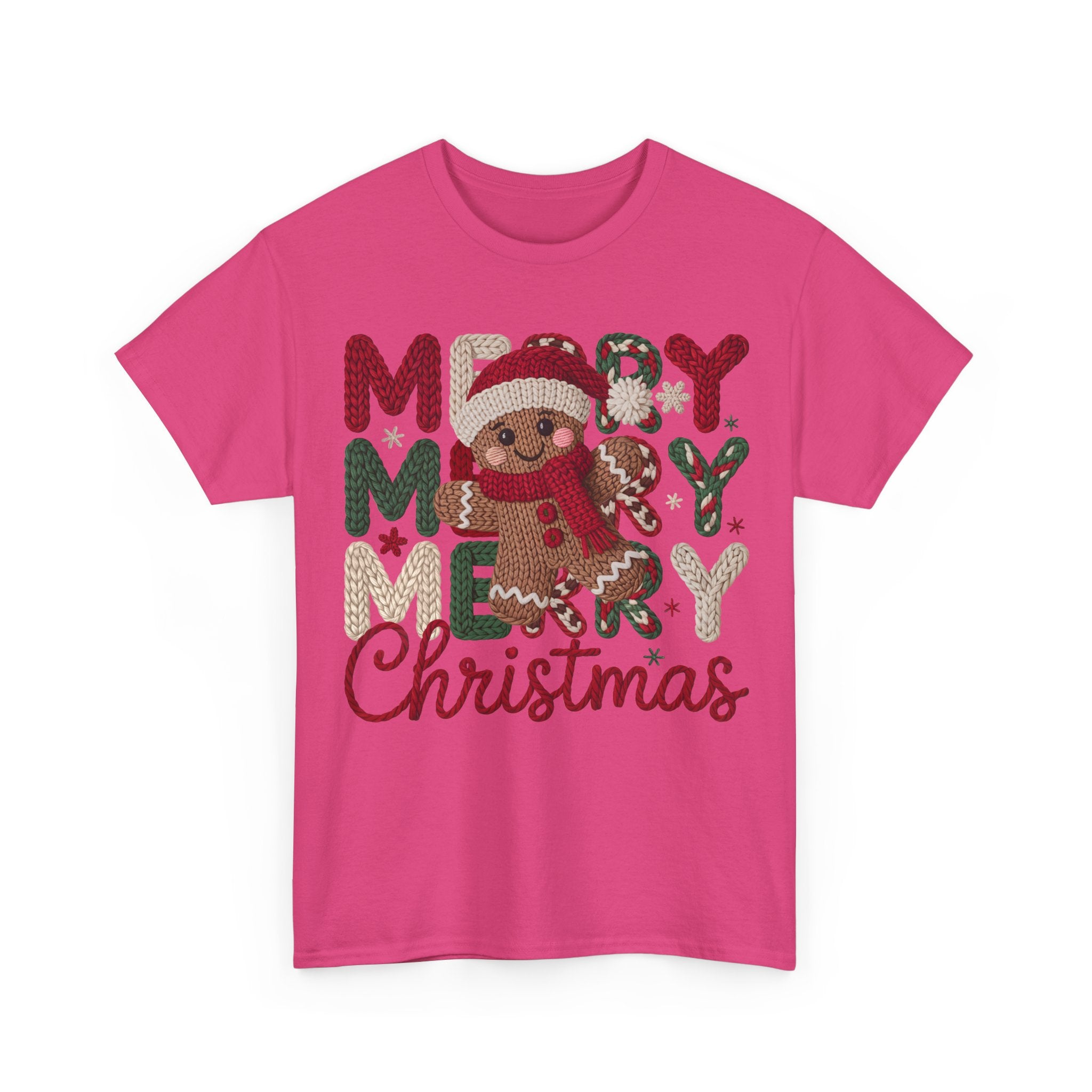 Merry Merry Merry Christmas Gingerbread Unisex Cotton Tee