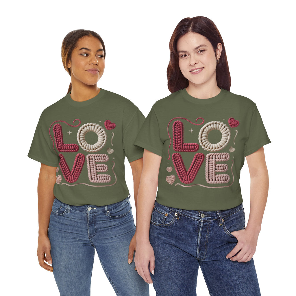 LOVE Faux Yarn Heart Unisex Cotton Tee
