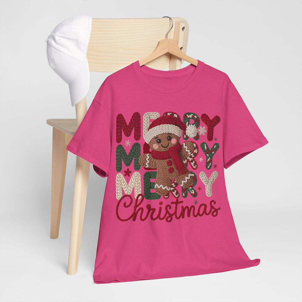Merry Merry Merry Christmas Gingerbread Unisex Cotton Tee