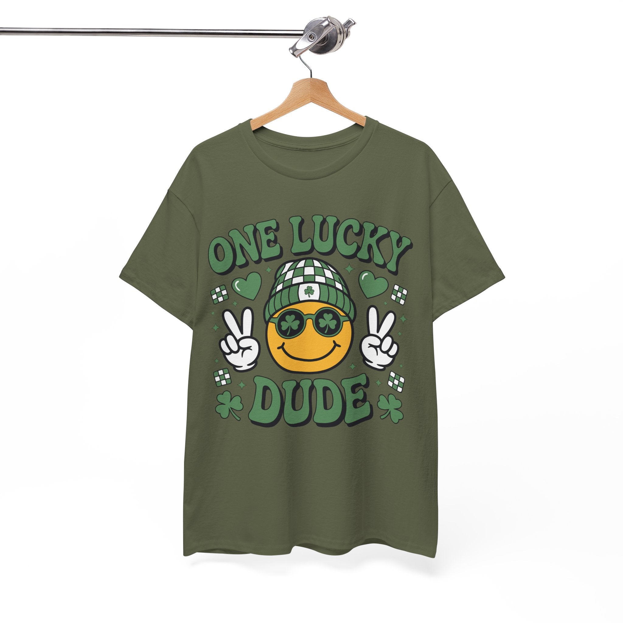 One Lucky Dude Shamrock Tee — St. Patrick's Day Smiley Unisex Cotton Tshirt