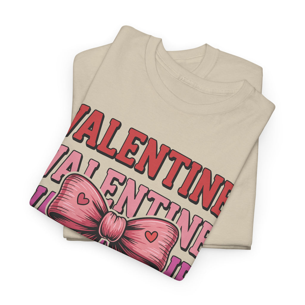 Valentine Vibes T-Shirt — Pink Bow Heart Graphic Unisex Cotton Tee