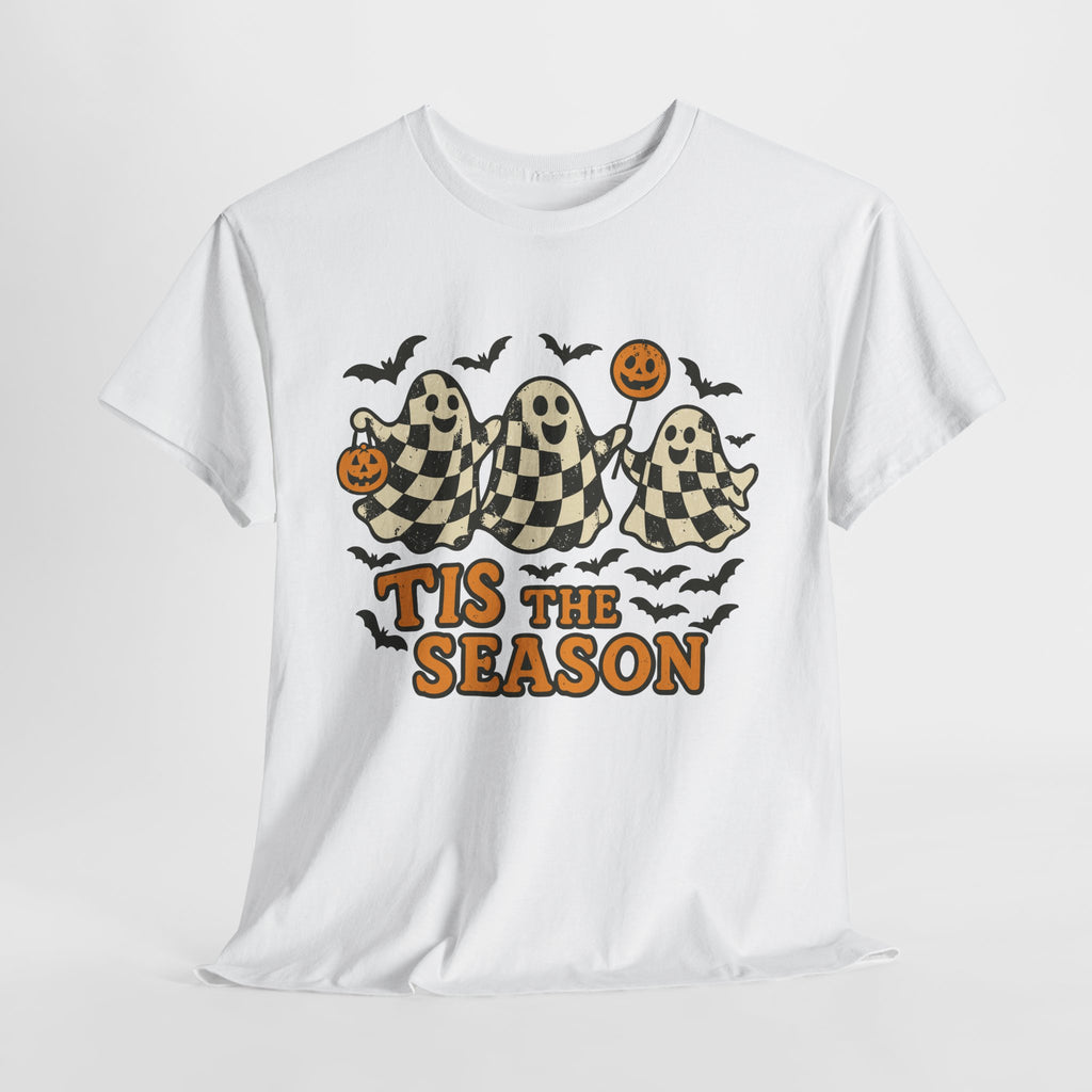 Halloween Ghosts Checker Pattern Unisex Cotton Tee